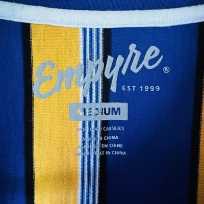 Empyre Mens Long Sleeve Blue/Yellow Striped T-Shirt Size Med. Skate Apparel Y2K - Thumbnail 8