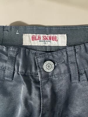 Old Skool Black Shiny Y2K Vintage Denim Straight Leg Jeans Men/Teen Size 30 - Thumbnail 5