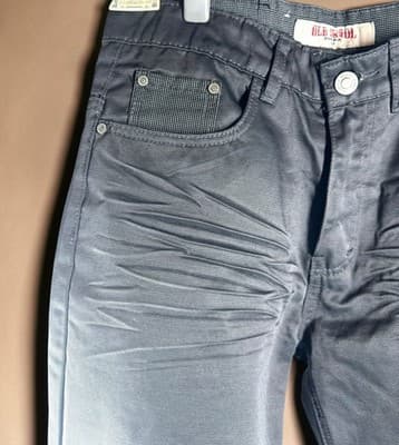 Old Skool Black Shiny Y2K Vintage Denim Straight Leg Jeans Men/Teen Size 30 - Image 1