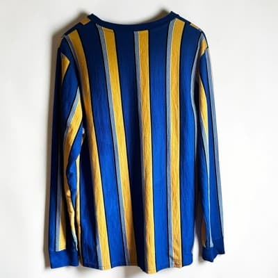 Empyre Mens Long Sleeve Blue/Yellow Striped T-Shirt Size Med. Skate Apparel Y2K - Thumbnail 3