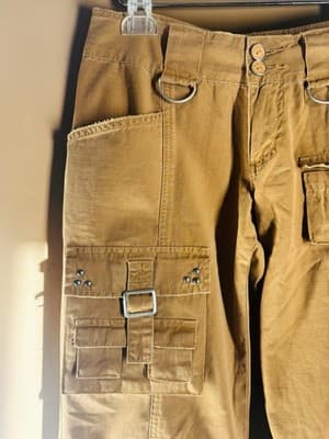 Hippie Woman’s Brown Cargo Style Pants Size 25 Rolled Cuffs Relaxed Festival - Thumbnail 3