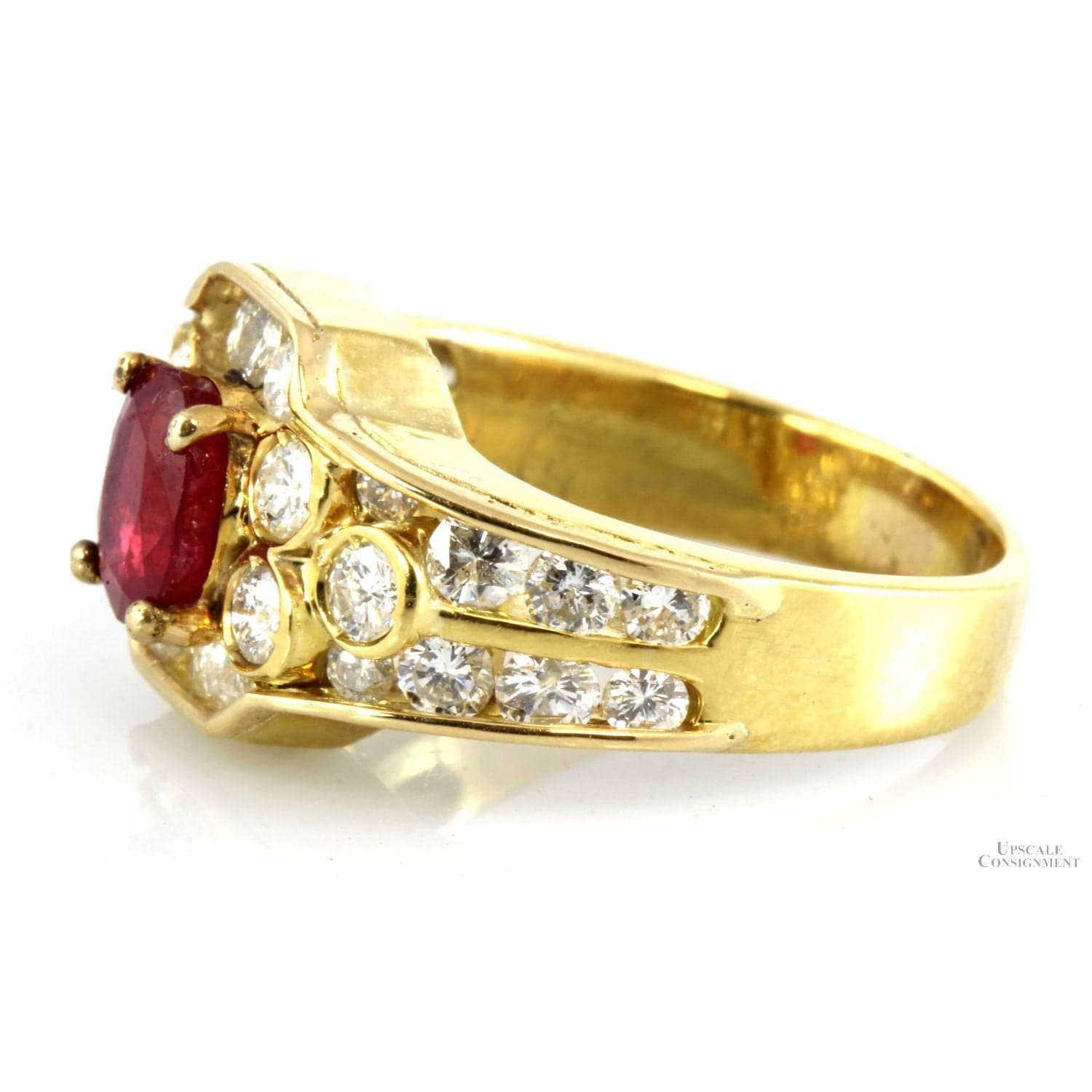 18K Gold Ruby & Diamond Ring - 1.38 ctw Diamonds 1.03 ct Ruby - Size 6.25 - Thumbnail 3