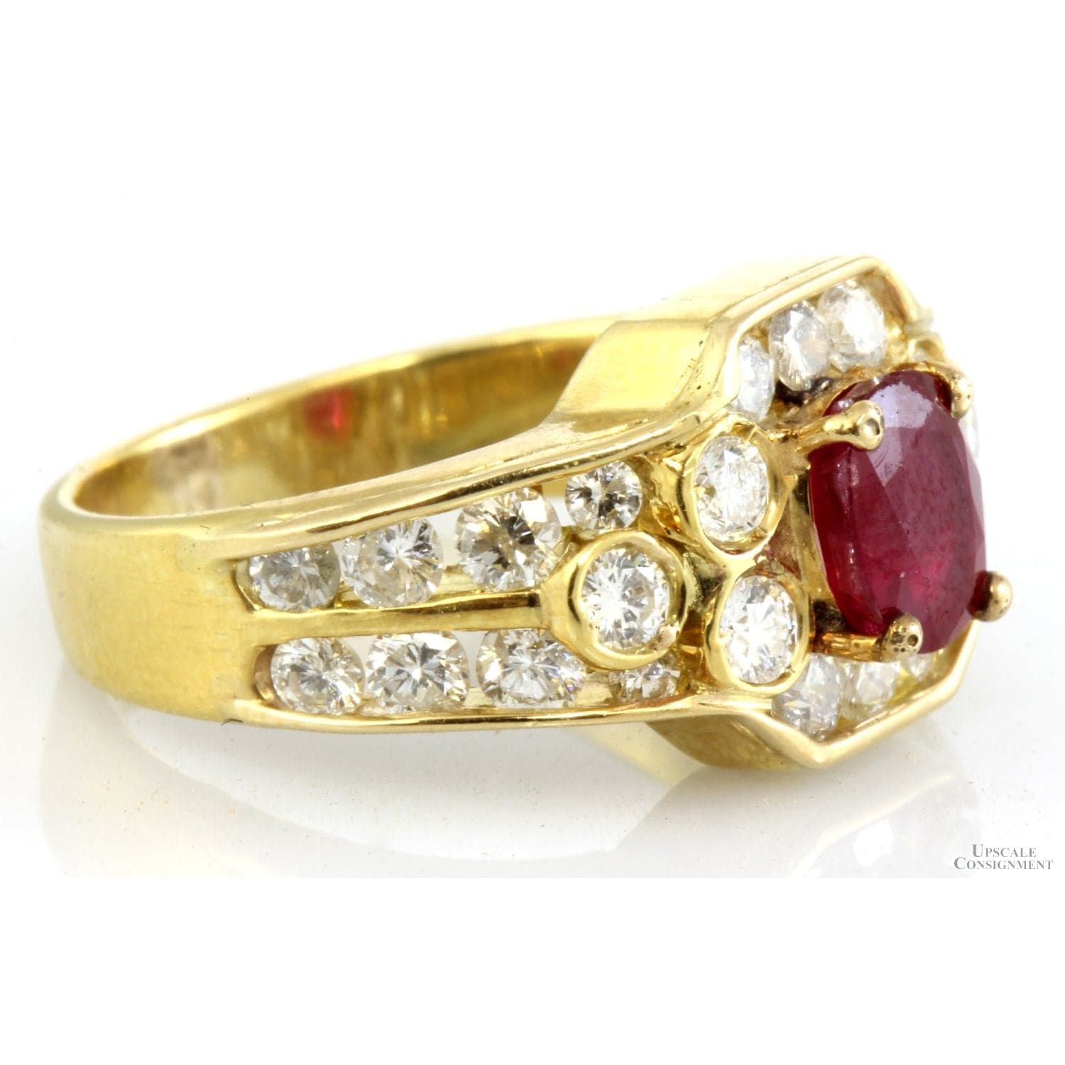 18K Gold Ruby & Diamond Ring - 1.38 ctw Diamonds 1.03 ct Ruby - Size 6.25 - Thumbnail 2