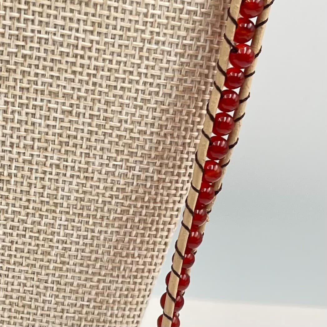 Vtg Handmade Style Leather & Bead Wrap Necklace Multi-Color Rainbow Boho Jewelry - Thumbnail 3