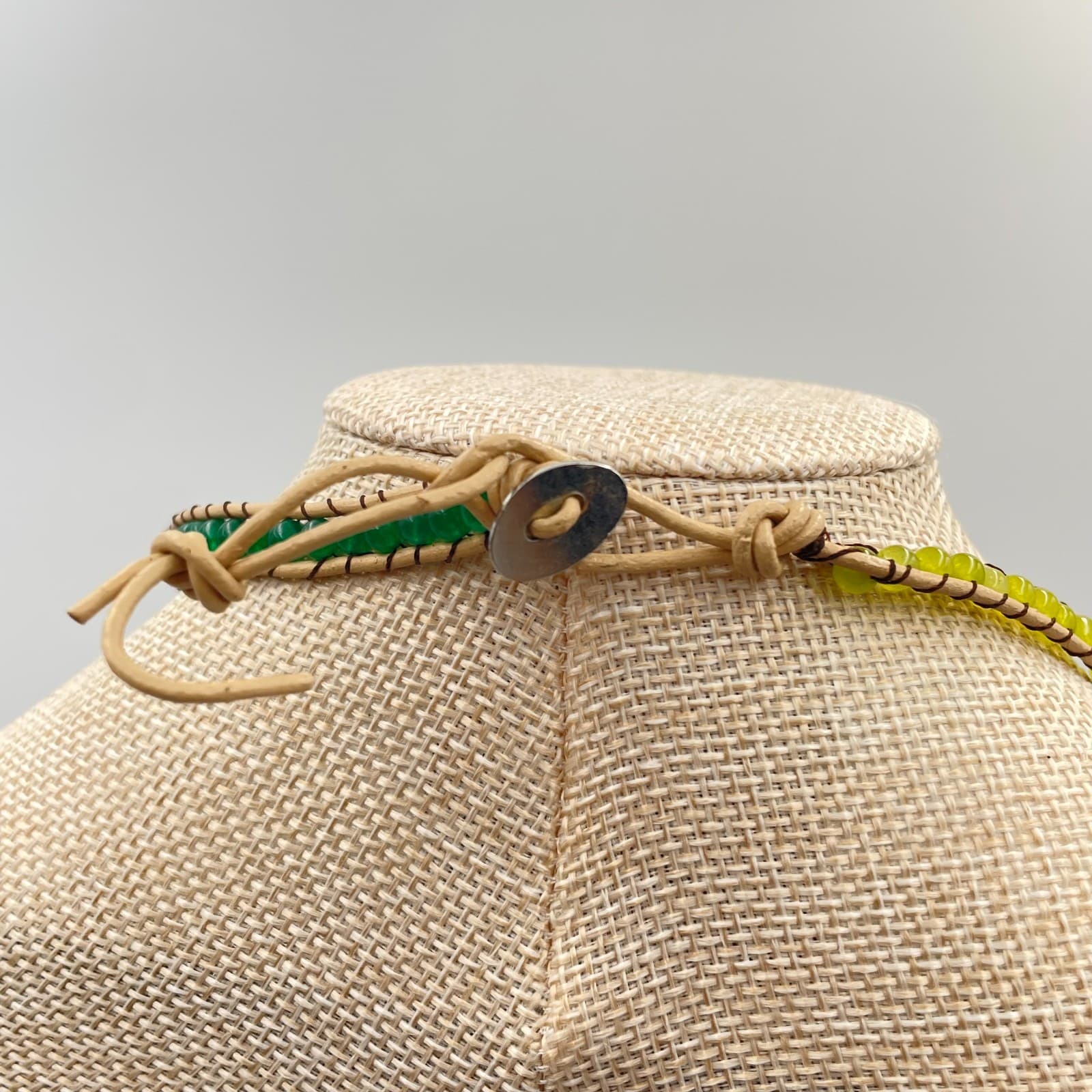 Vtg Handmade Style Leather & Bead Wrap Necklace Multi-Color Rainbow Boho Jewelry - Thumbnail 5