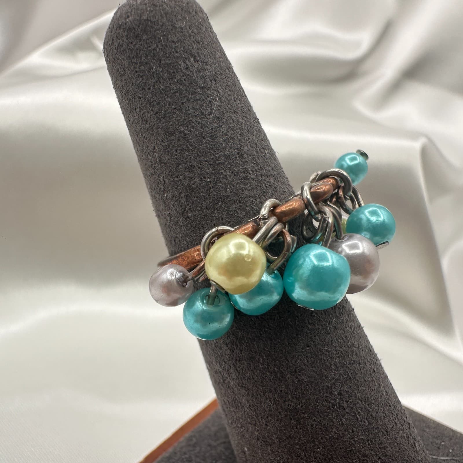 Vintage Y2K Beaded Dangle Ring Statement Women's Classic Fashion Jewelry - Thumbnail 2