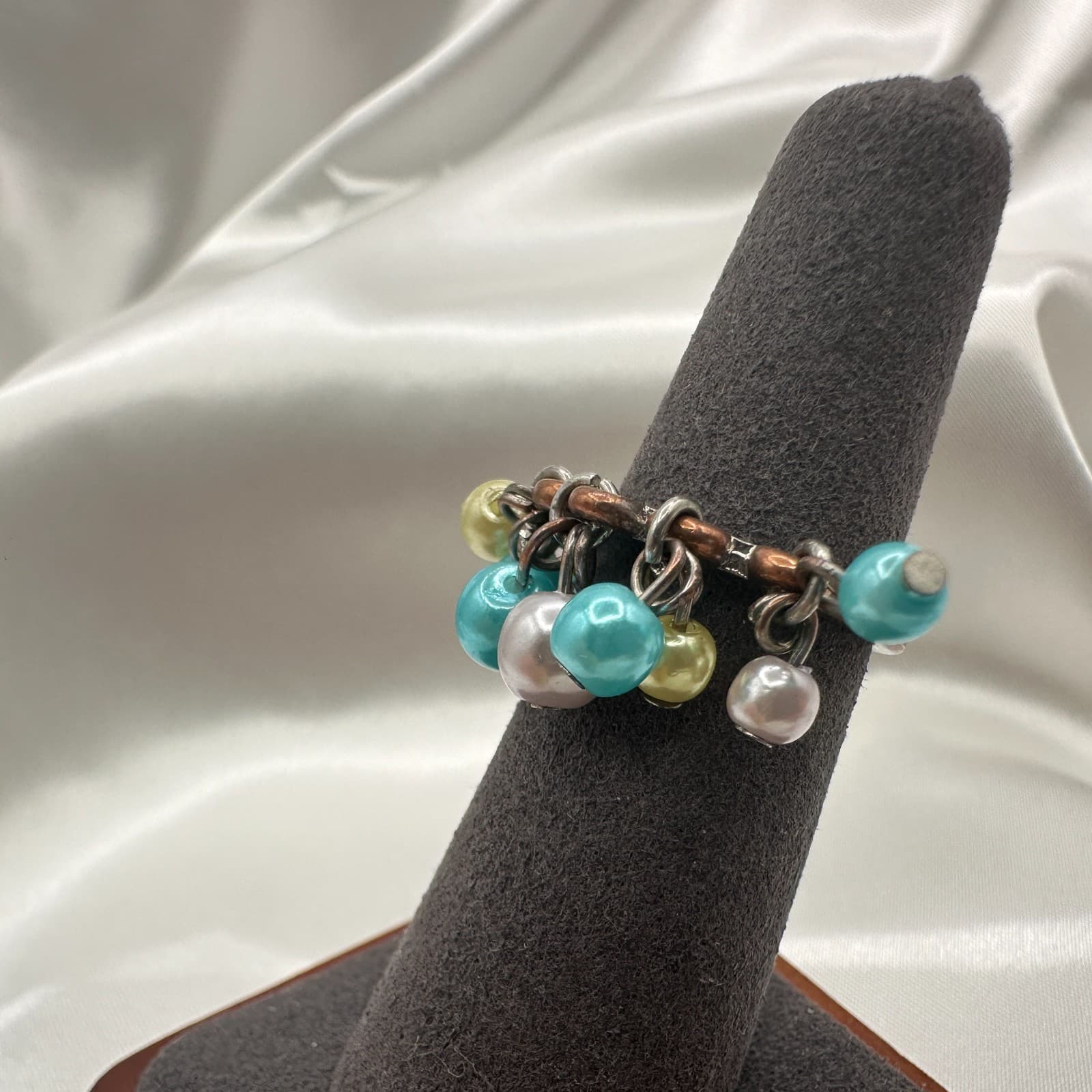 Vintage Y2K Beaded Dangle Ring Statement Women's Classic Fashion Jewelry - Thumbnail 3