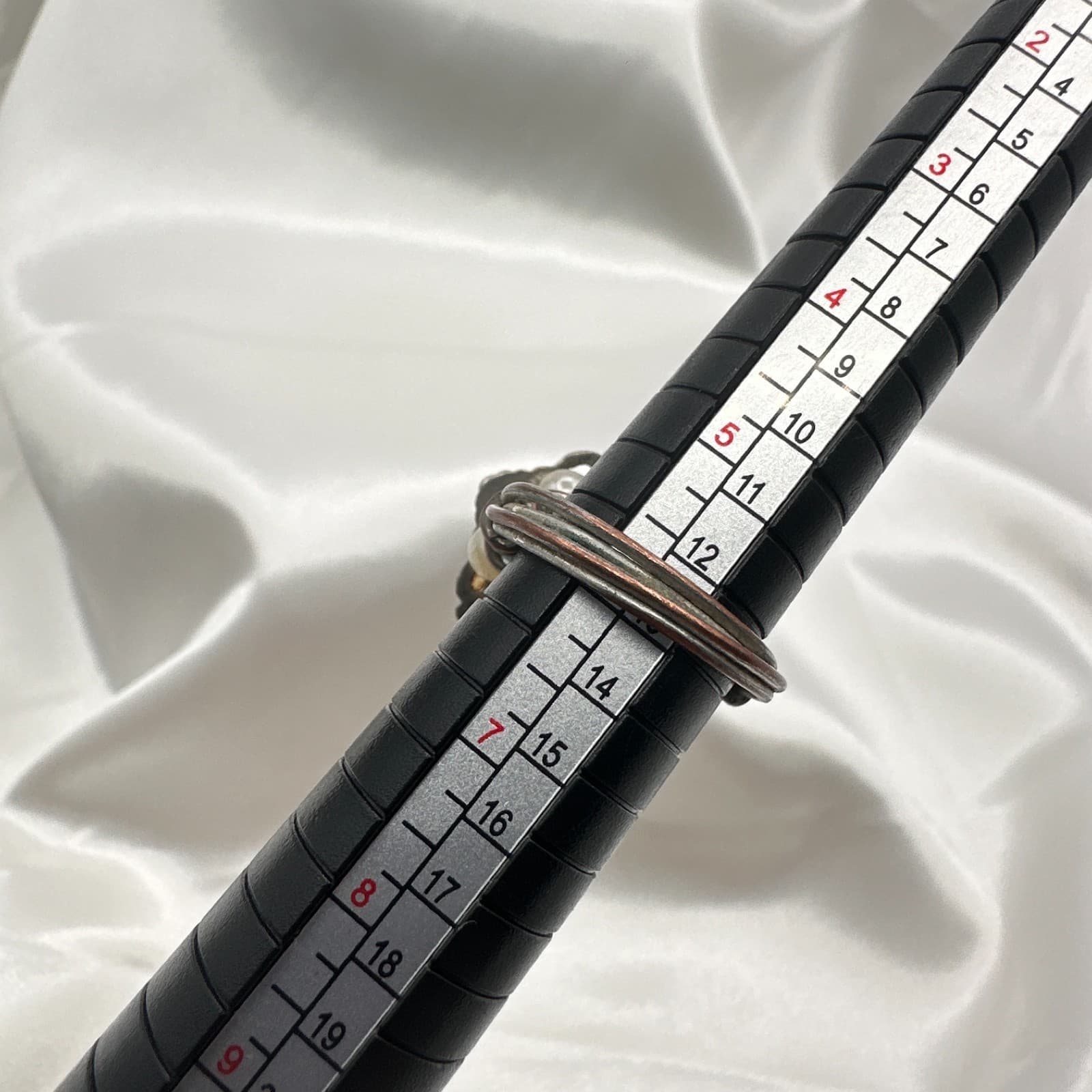 Vintage Y2K Silver Tone Filigree Faux Pearl Oval Ring Statement Women's Jewelry - Thumbnail 12