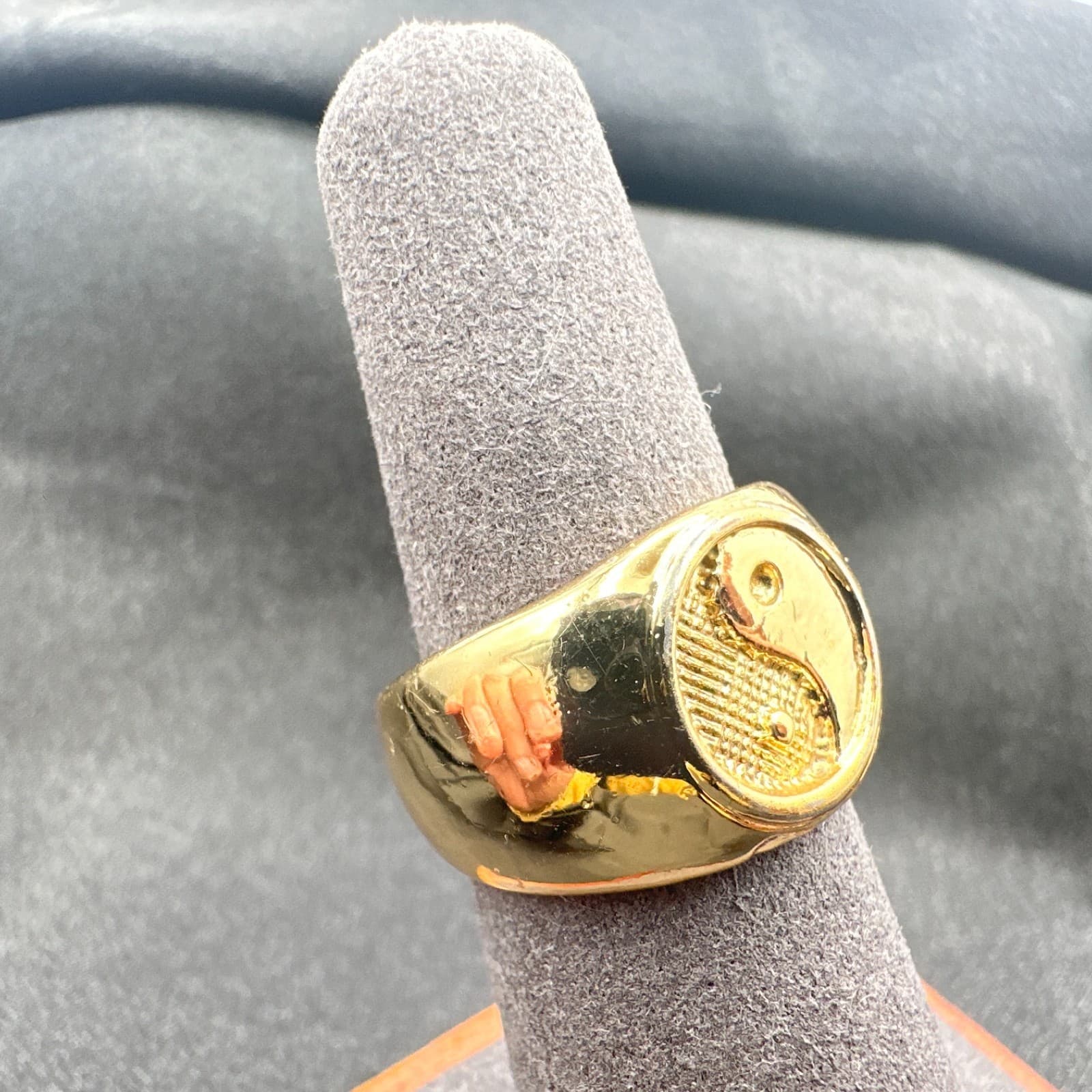 Vintage 90s Gold Tone Yin Yang Ring Statement Women's Classic Fashion Jewelry - Thumbnail 8