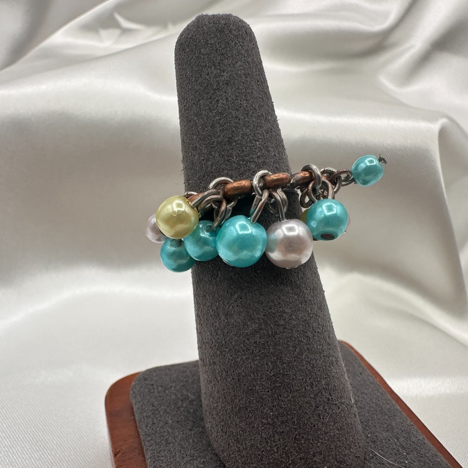 Vintage Y2K Beaded Dangle Ring Statement Women's Classic Fashion Jewelry - Image 1