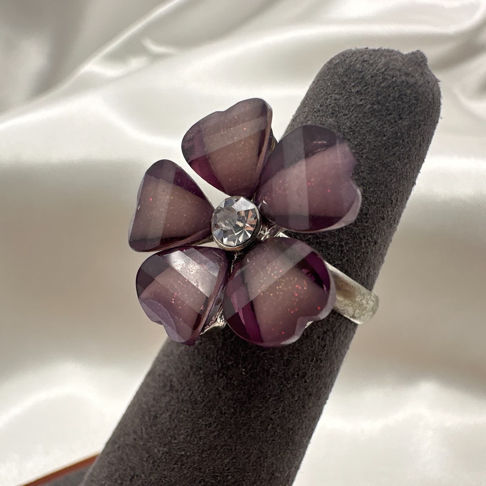 Vintage Y2K Silver Tone Floral Ring Statement Retro Women's Classic Jewelry - Thumbnail 3