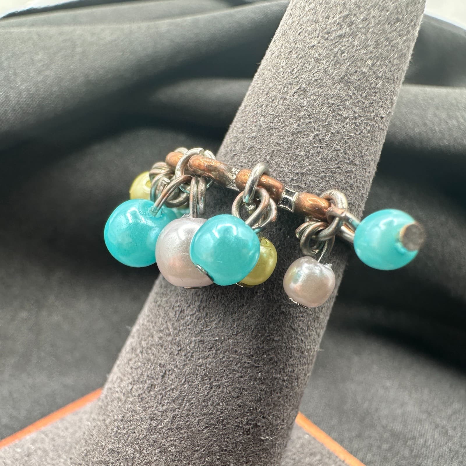 Vintage Y2K Beaded Dangle Ring Statement Women's Classic Fashion Jewelry - Thumbnail 7