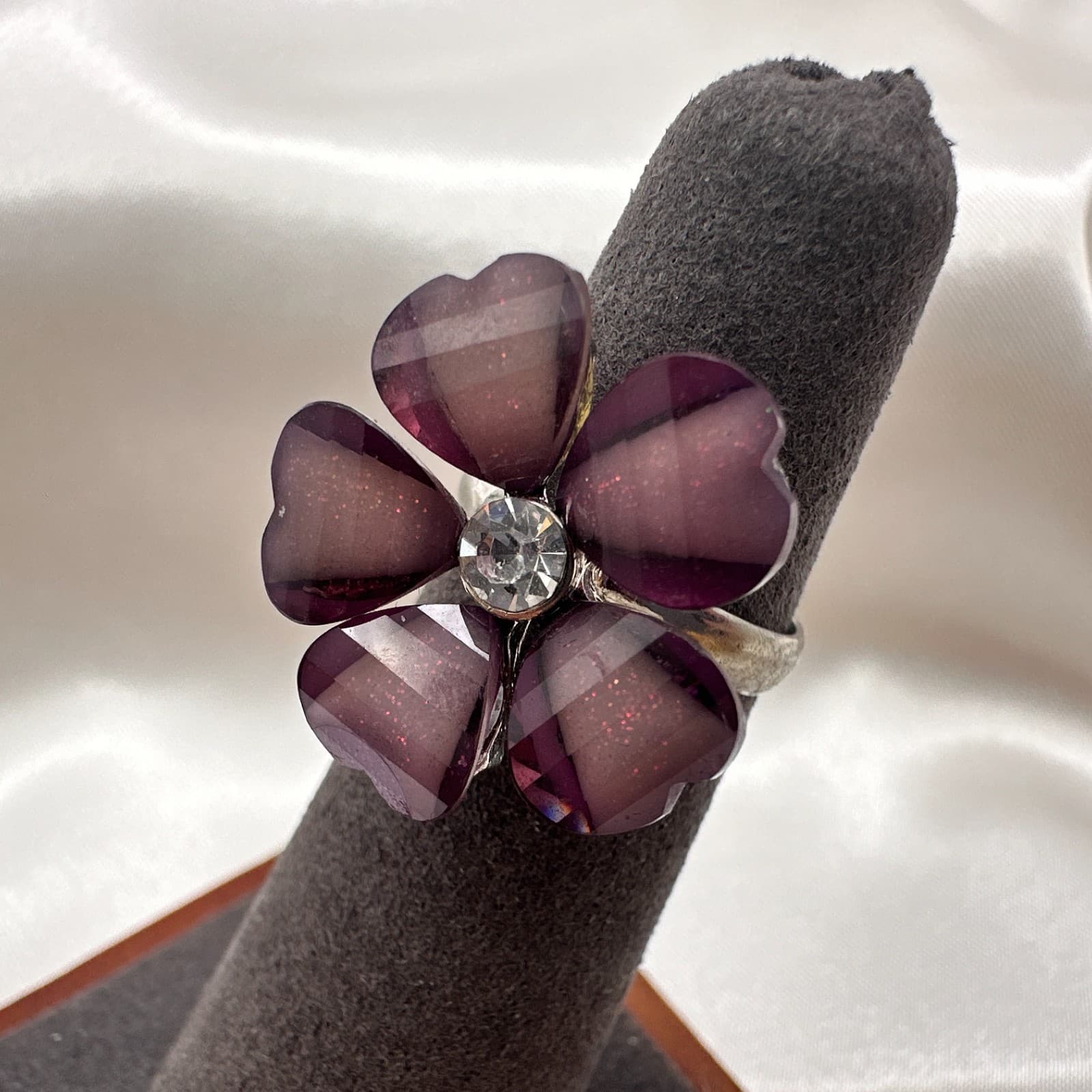 Vintage Y2K Silver Tone Floral Ring Statement Retro Women's Classic Jewelry - Thumbnail 4