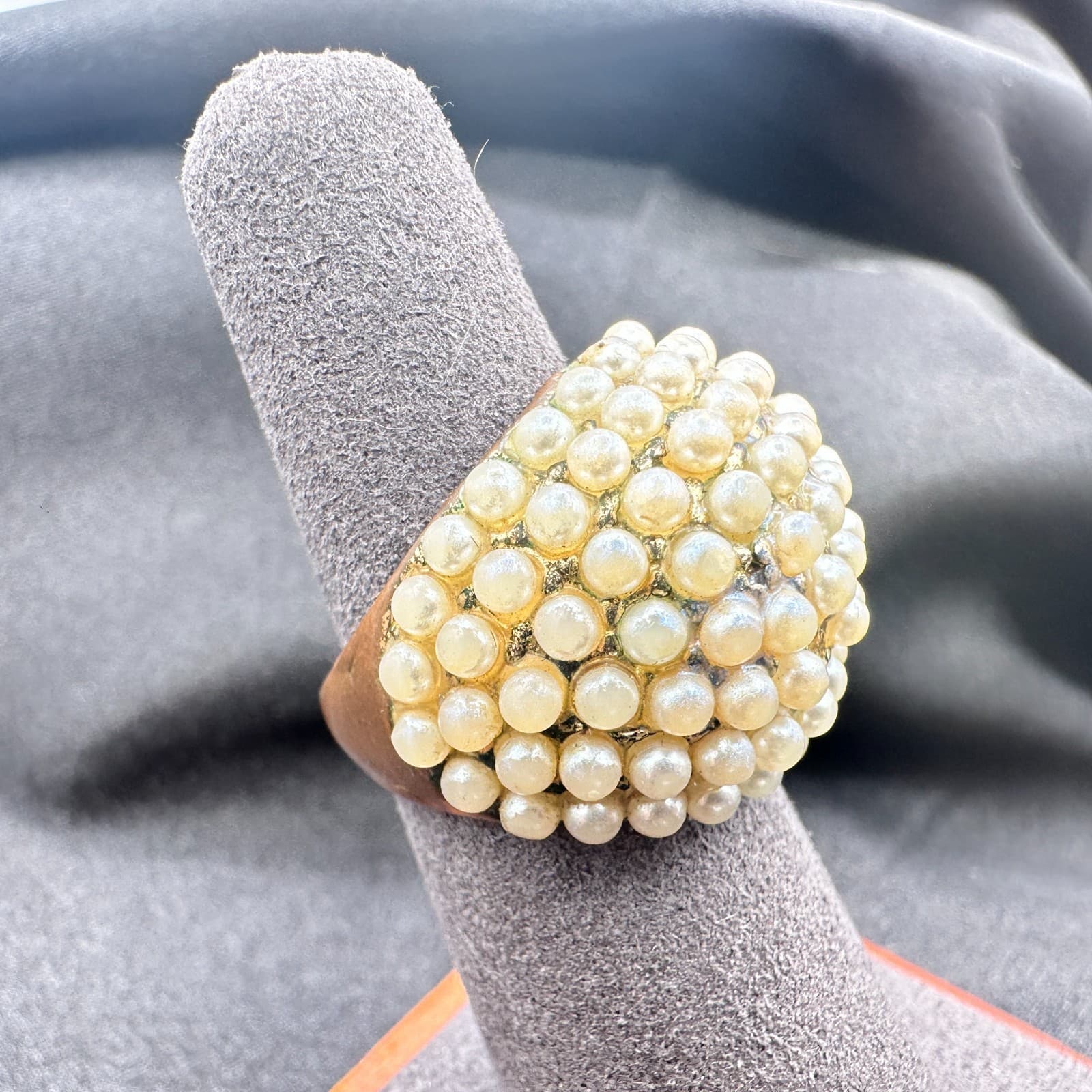 Vintage Y2K Beaded Faux Pearl Statement Ring Women's Classic Fashion Jewelry - Thumbnail 6