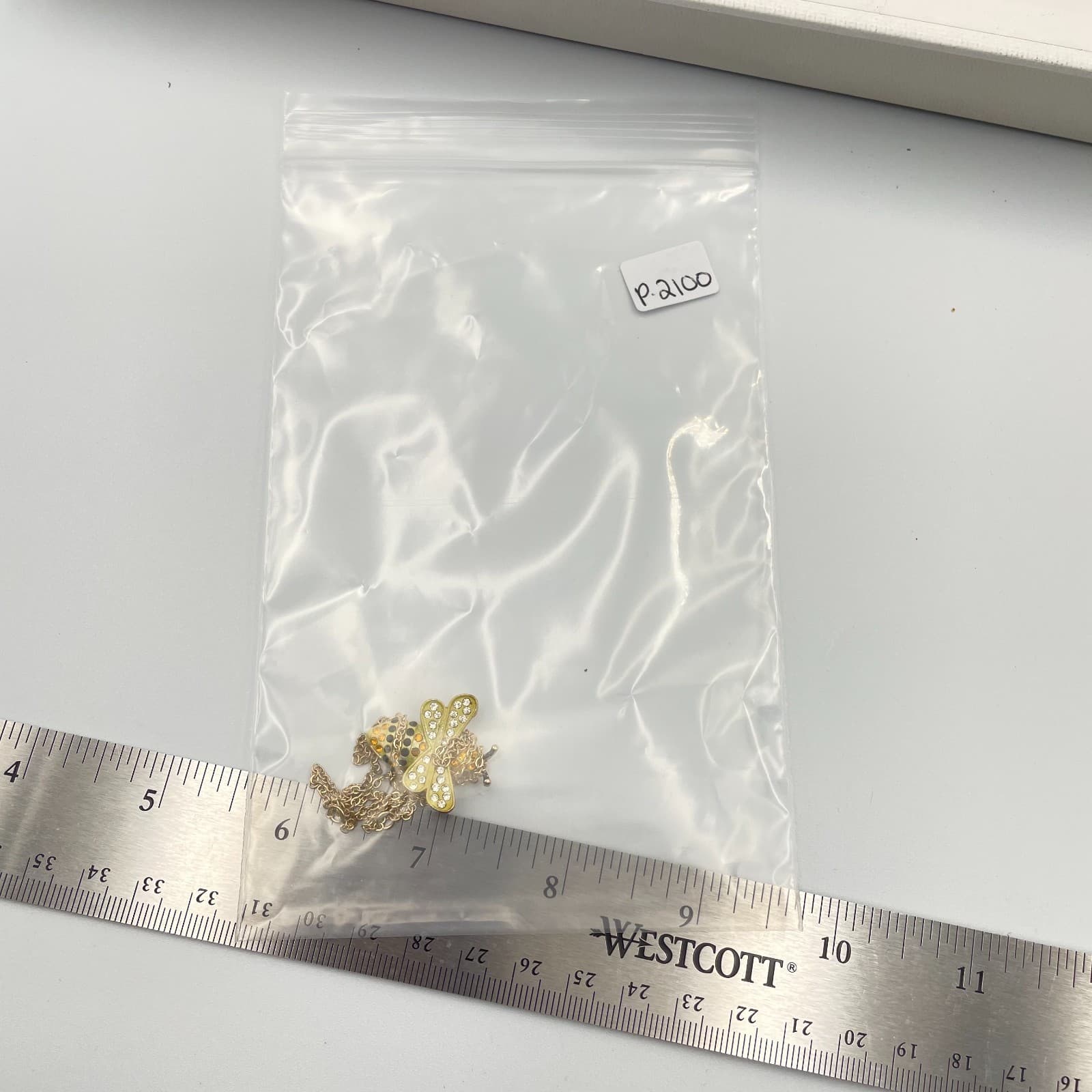 Vtg Gold Tone Bumble Bee Pendant Necklace Yellow Enamel Rhinestone Crystal Bee - Thumbnail 8