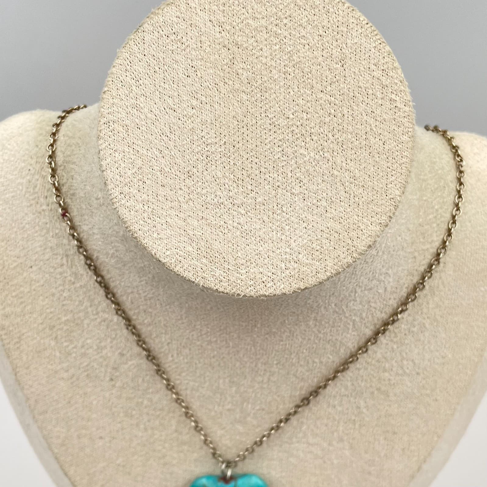 Vintage Boho Turquoise & Red Coral Heart Pendant Necklace Layered Love Jewelry - Thumbnail 2