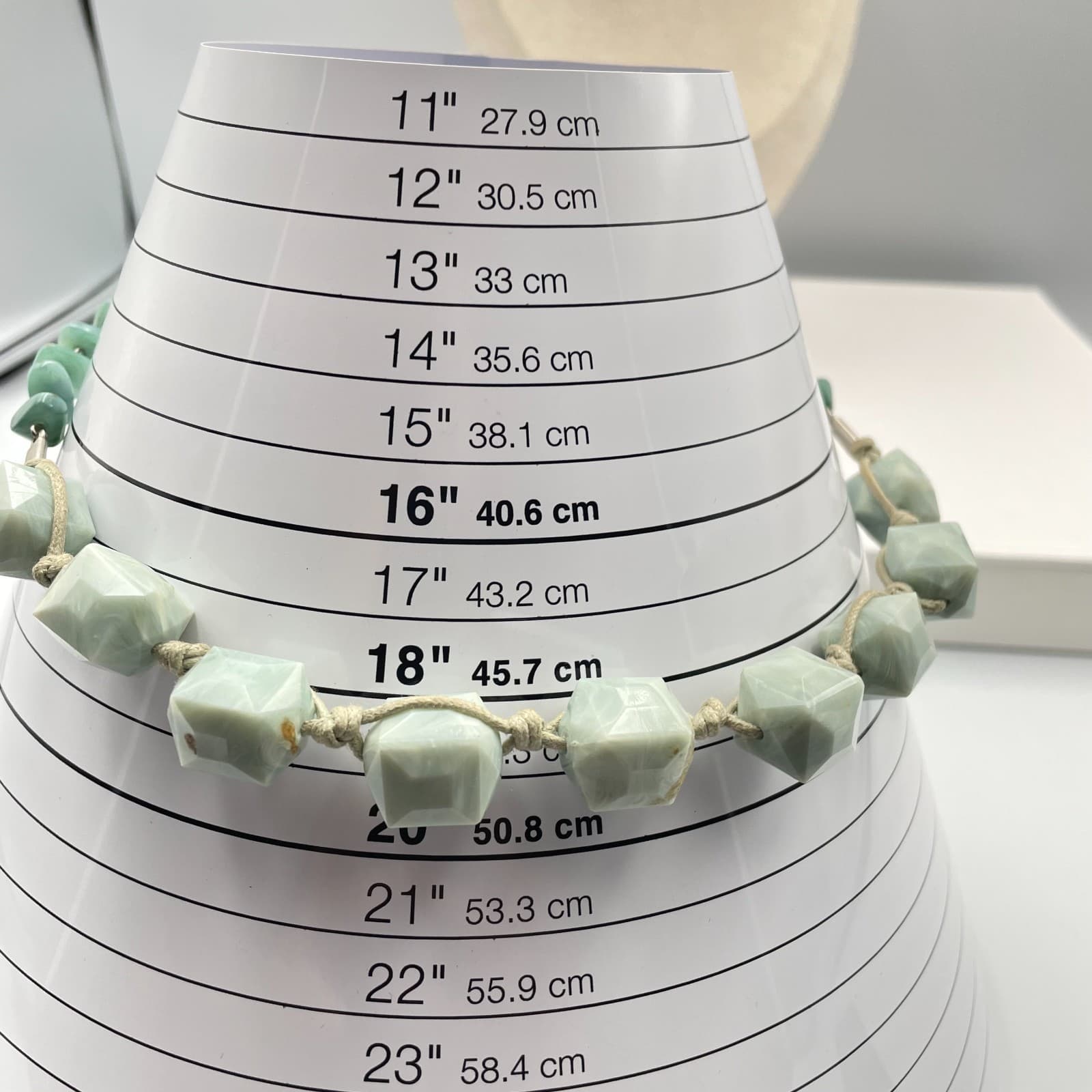 Vtg Artisan Green Amazonite Style Faceted Bead Necklace Statement Stone Jewelry - Thumbnail 6