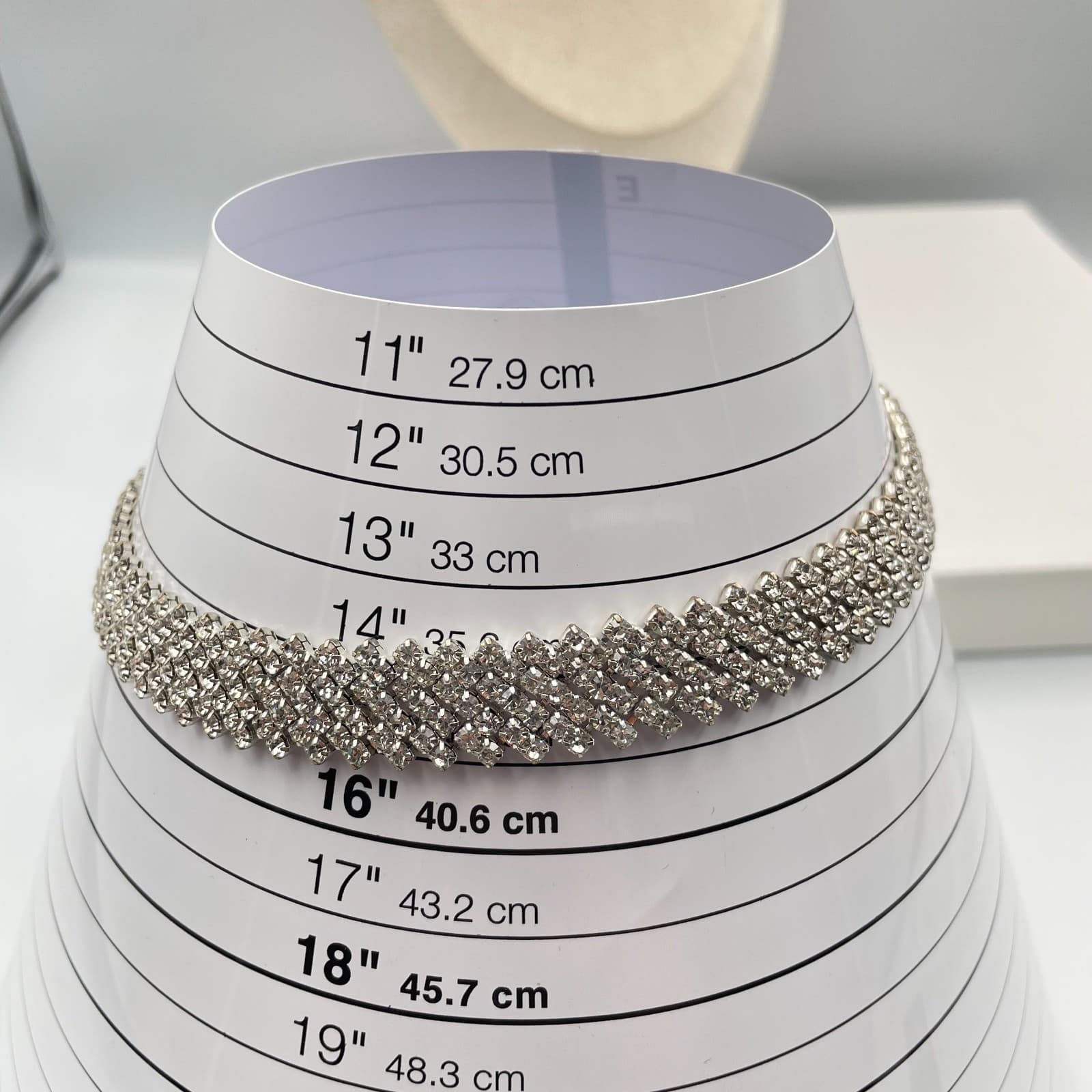 Vintage Silver Tone Multi Strand Rhinestone Choker Necklace Mid Century Wedding - Thumbnail 7