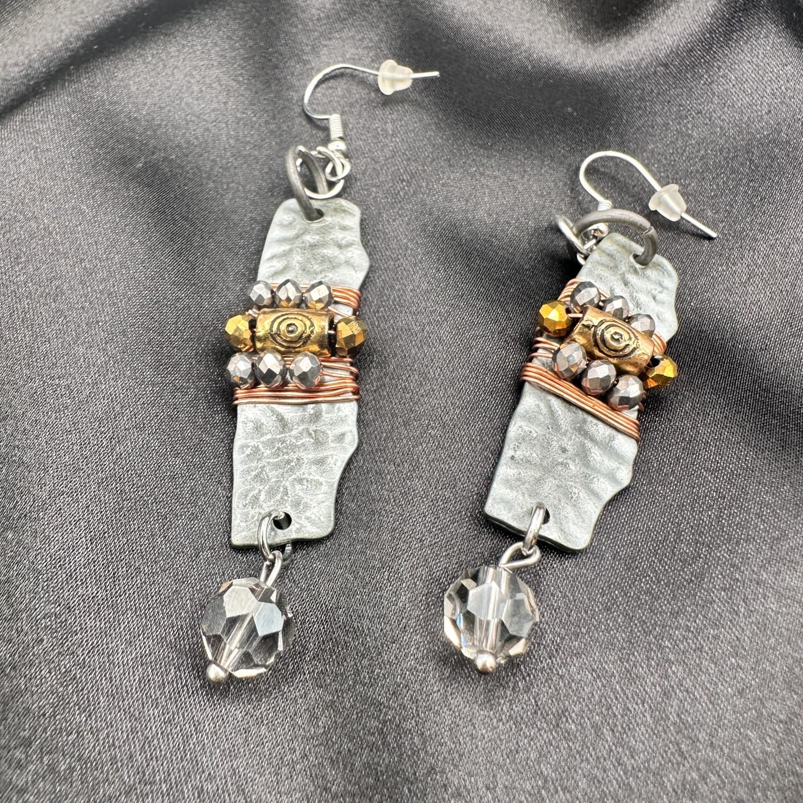 Vintage Y2K Silver Tone Beaded Dangle Earrings Women's Classic Fashion Jewelry - Thumbnail 6