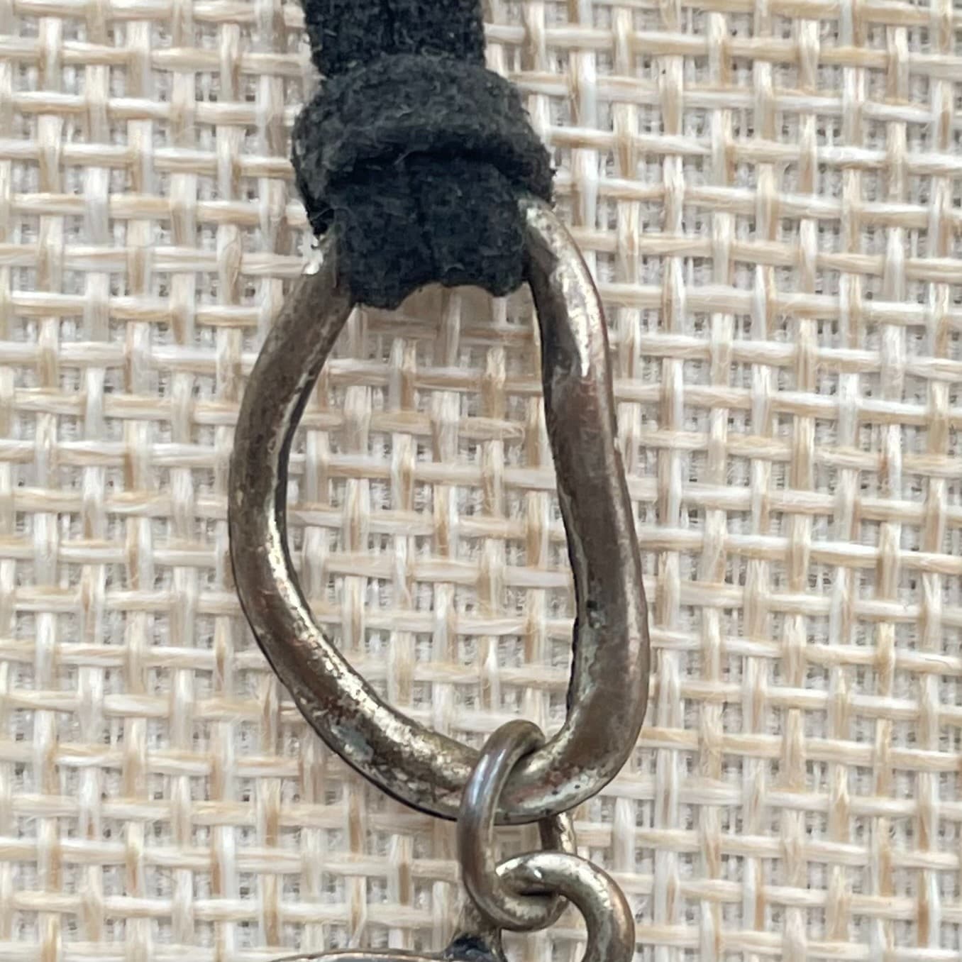 Vintage Boho Statement Necklace Mixed Metal Black Enamel Rhinestone Suede Cord - Thumbnail 8