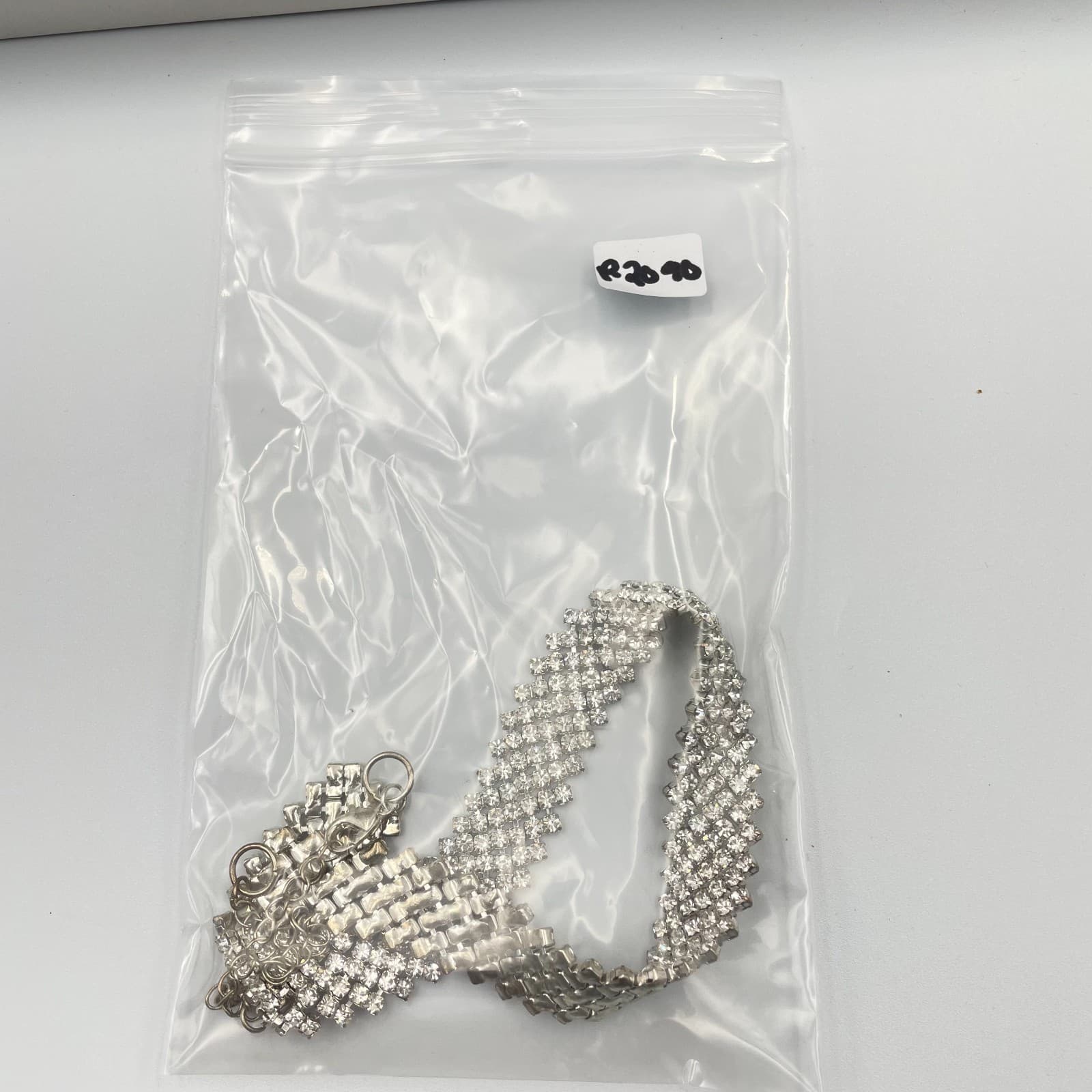 Vintage Silver Tone Multi Strand Rhinestone Choker Necklace Mid Century Wedding - Thumbnail 6