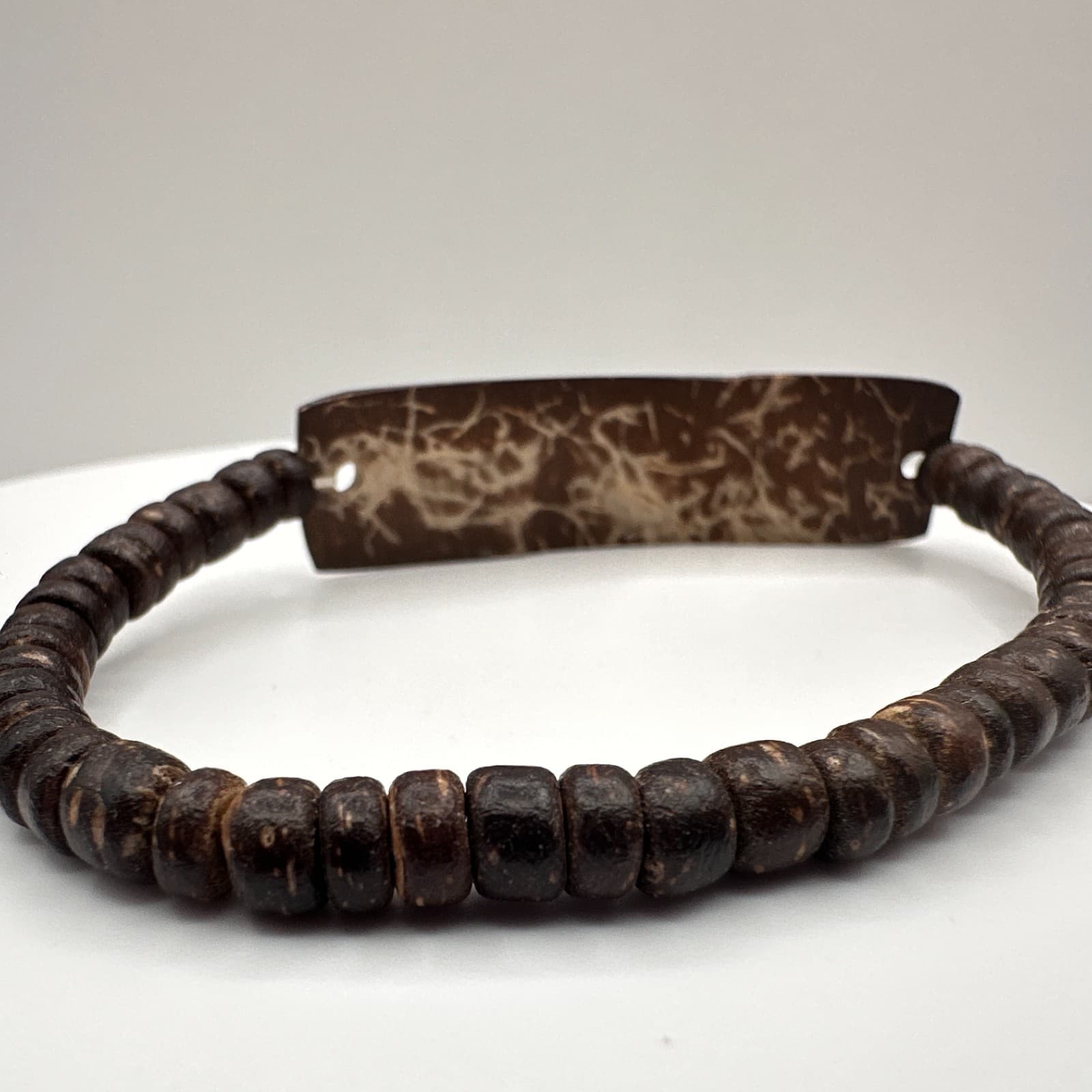 Vintage 90s Kauai Beaded Bracelet Hand Painted Hibiscus Flower Women's Jewelry - Thumbnail 5