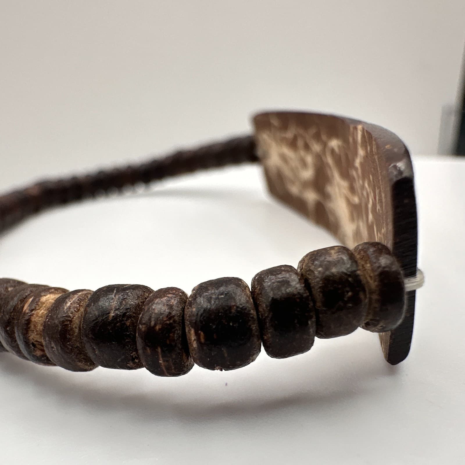 Vintage 90s Kauai Beaded Bracelet Hand Painted Hibiscus Flower Women's Jewelry - Thumbnail 4