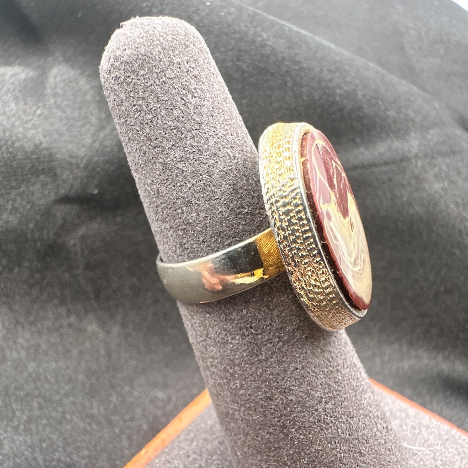 Vintage Y2K Gold Tone Oval Ring Statement Women's Classic Fashion Jewelry - Thumbnail 8