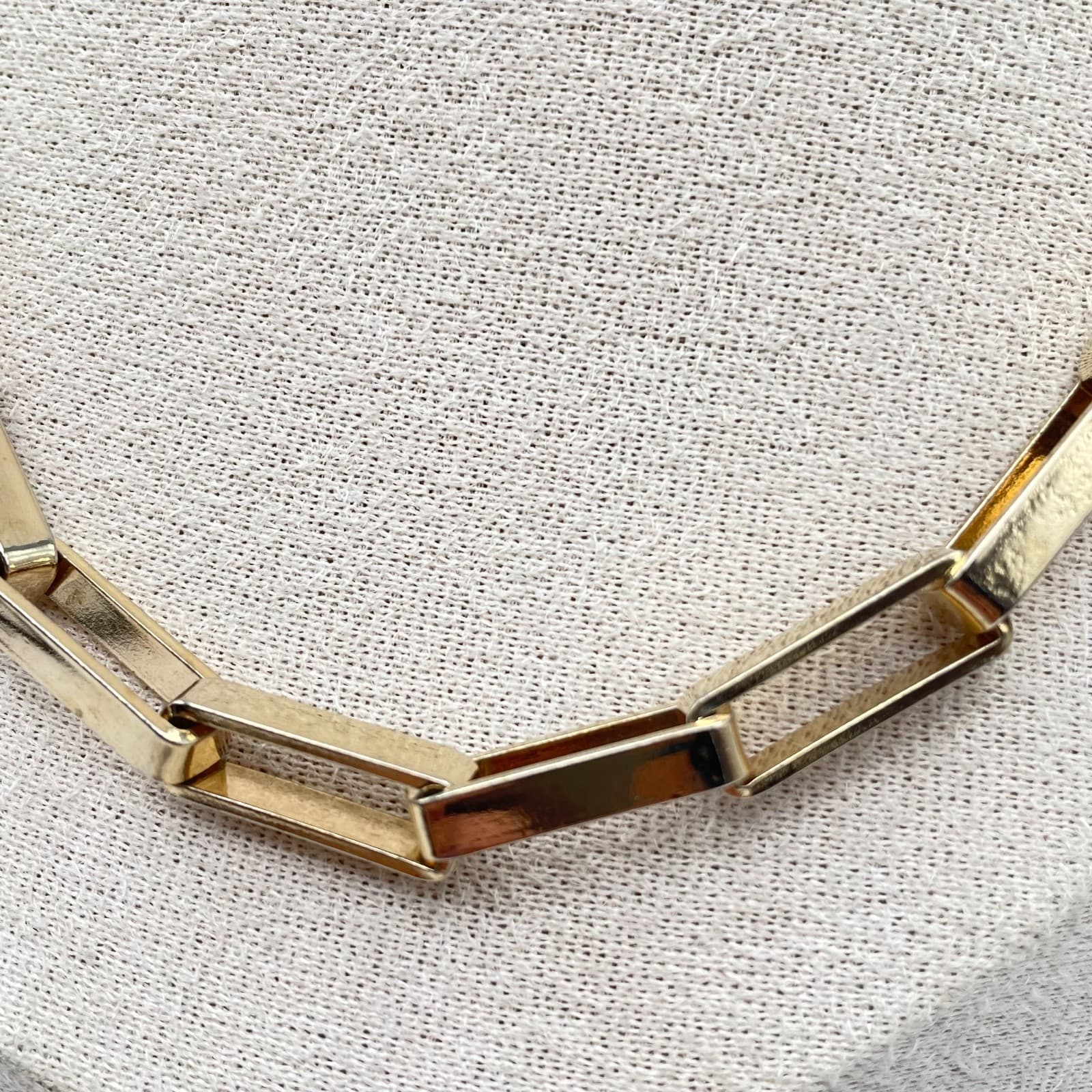 Vintage Y2K Retro Gold Tone Cubic Paperclip Link Necklace Statement Jewelry - Thumbnail 5