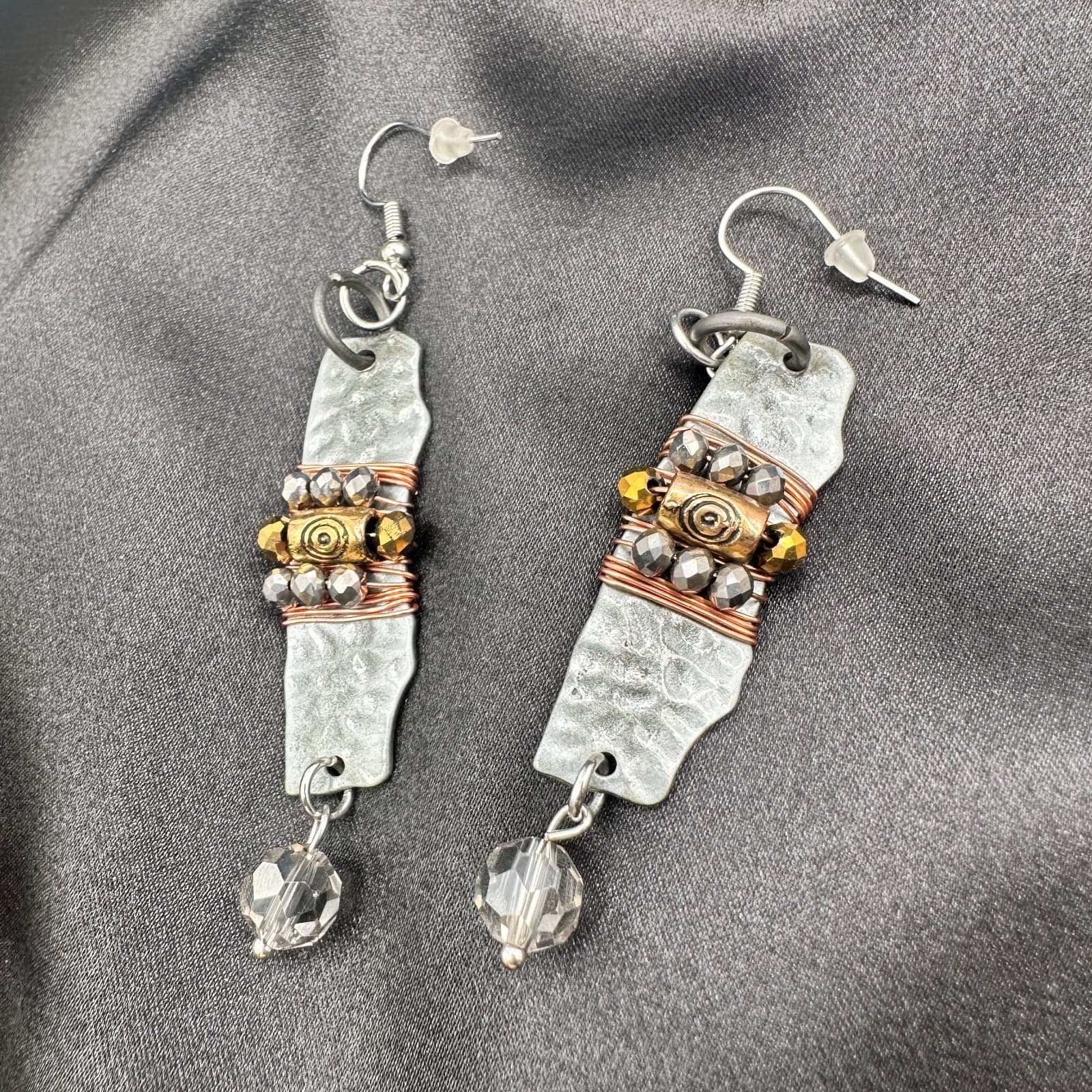 Vintage Y2K Silver Tone Beaded Dangle Earrings Women's Classic Fashion Jewelry - Thumbnail 7