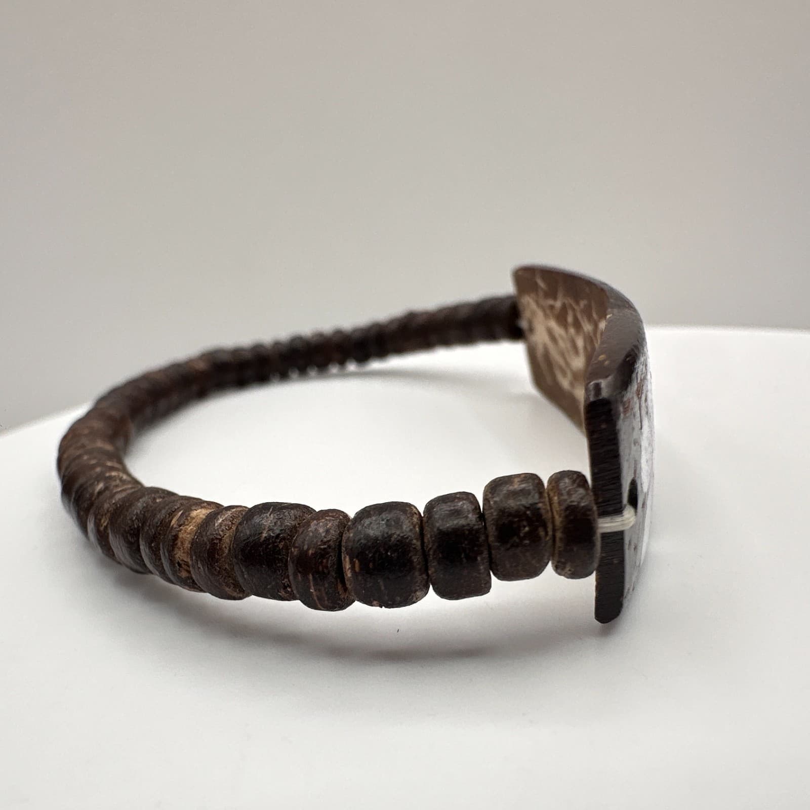 Vintage 90s Kauai Beaded Bracelet Hand Painted Hibiscus Flower Women's Jewelry - Thumbnail 3