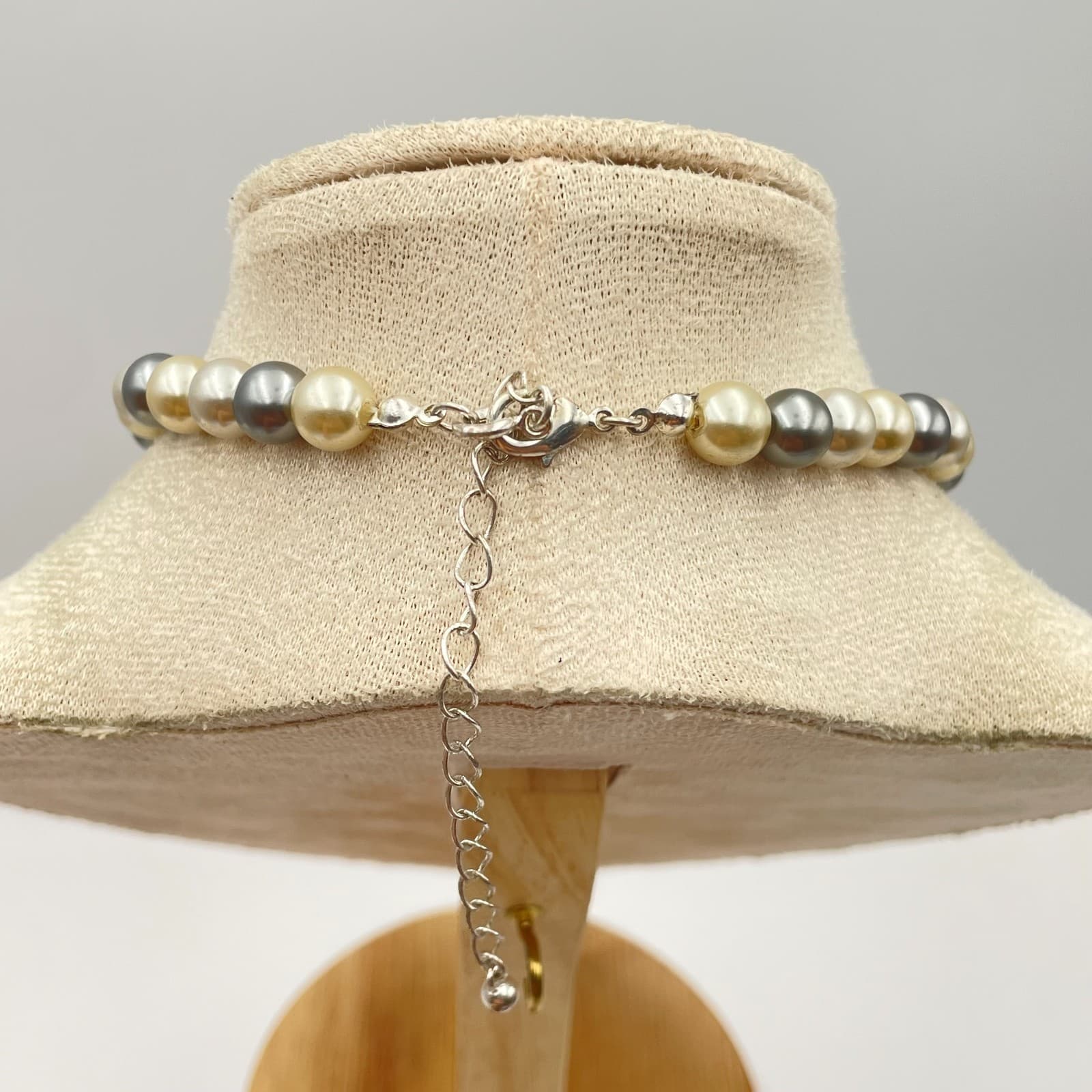 Vintage 90s Silver Tone Pearl Beaded Heart Pendant Necklace Women's Jewelry - Thumbnail 7