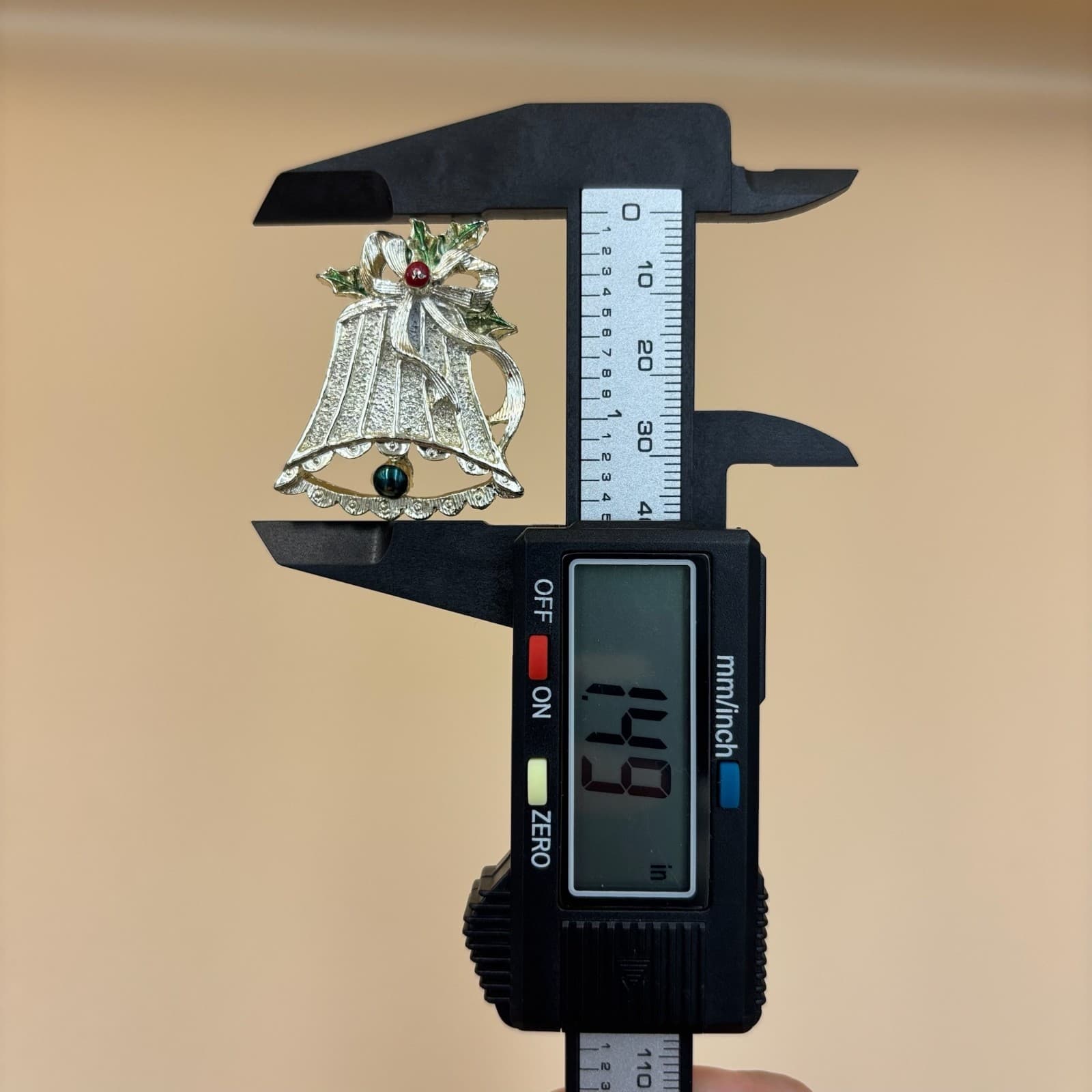 Vintage Gerry's Silver-Tone Enamel Tied Bow Bell Christmas Holiday Brooch Pin - Thumbnail 5