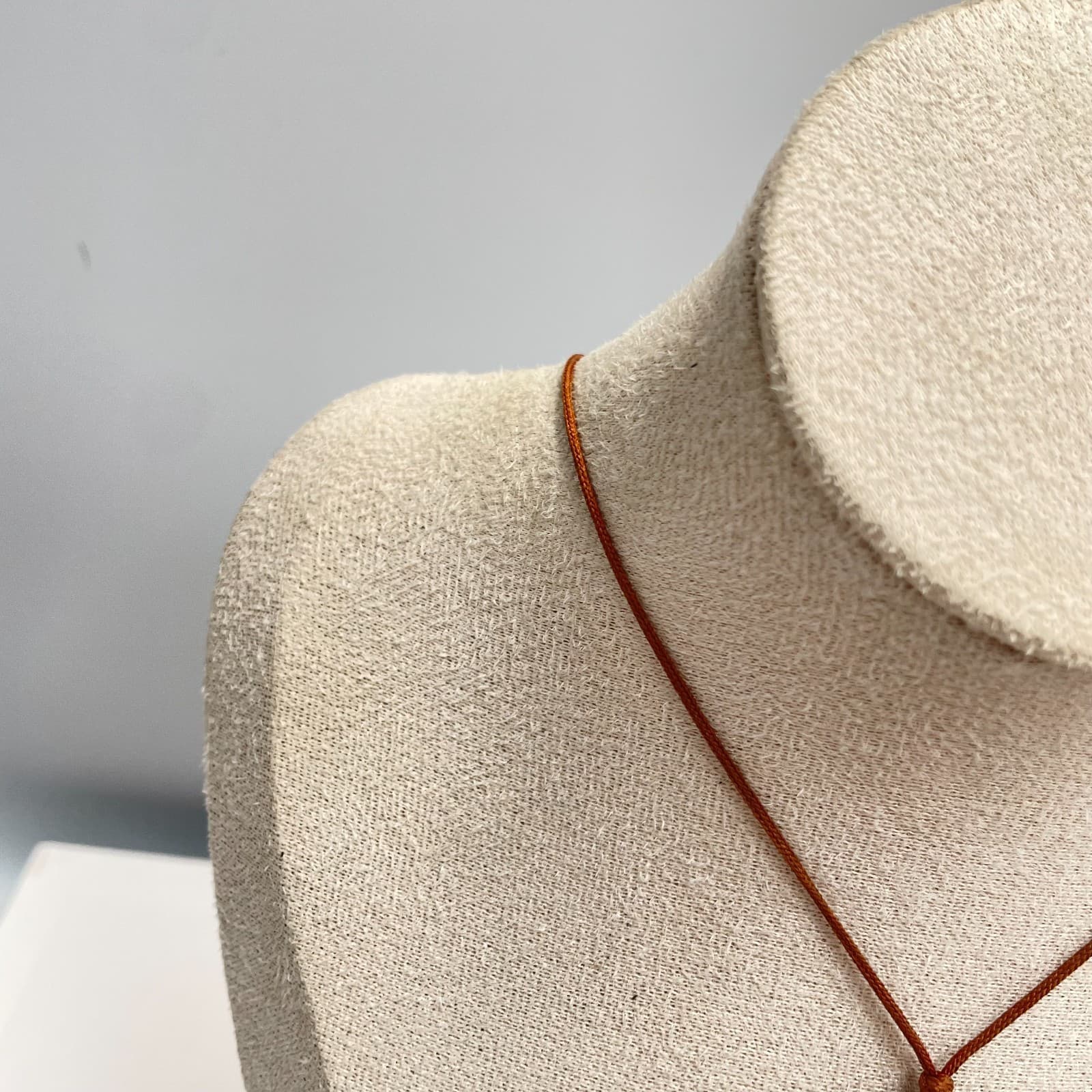 Vintage 90s Carved Celadon Pendant Necklace Tassel Brown Cord Boho Jewelry - Thumbnail 2