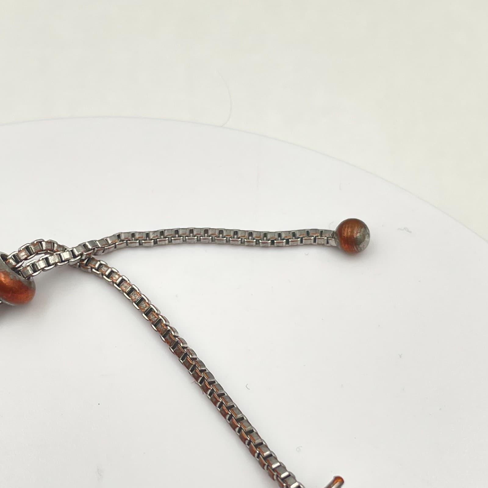 Vintage 90s Clear Rhinestone Tennis Bracelet Silver Tone Bolo Slider Chain - Thumbnail 5