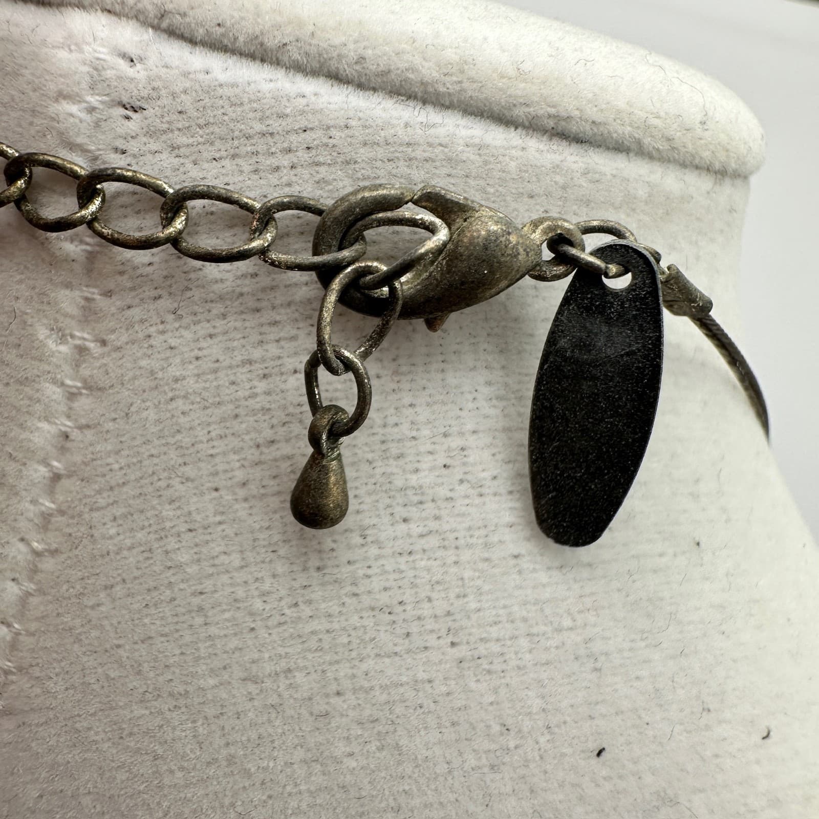 Vintage Green Enamel Double Ring Pendant Necklace Dark Wire Women's Jewellery - Thumbnail 6