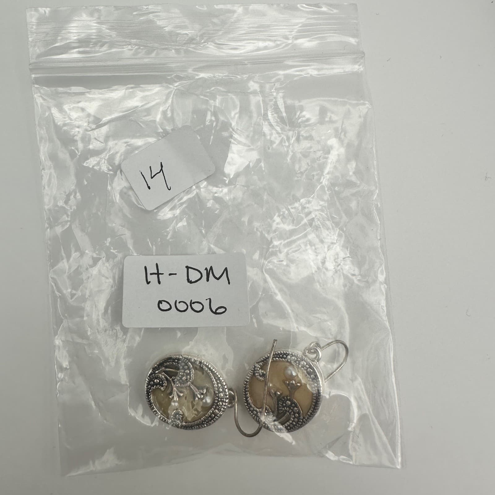 VTG Silver Tone Boho Dangle Earrings Faux Pearl Floral Hook Women's Jewellery - Thumbnail 8