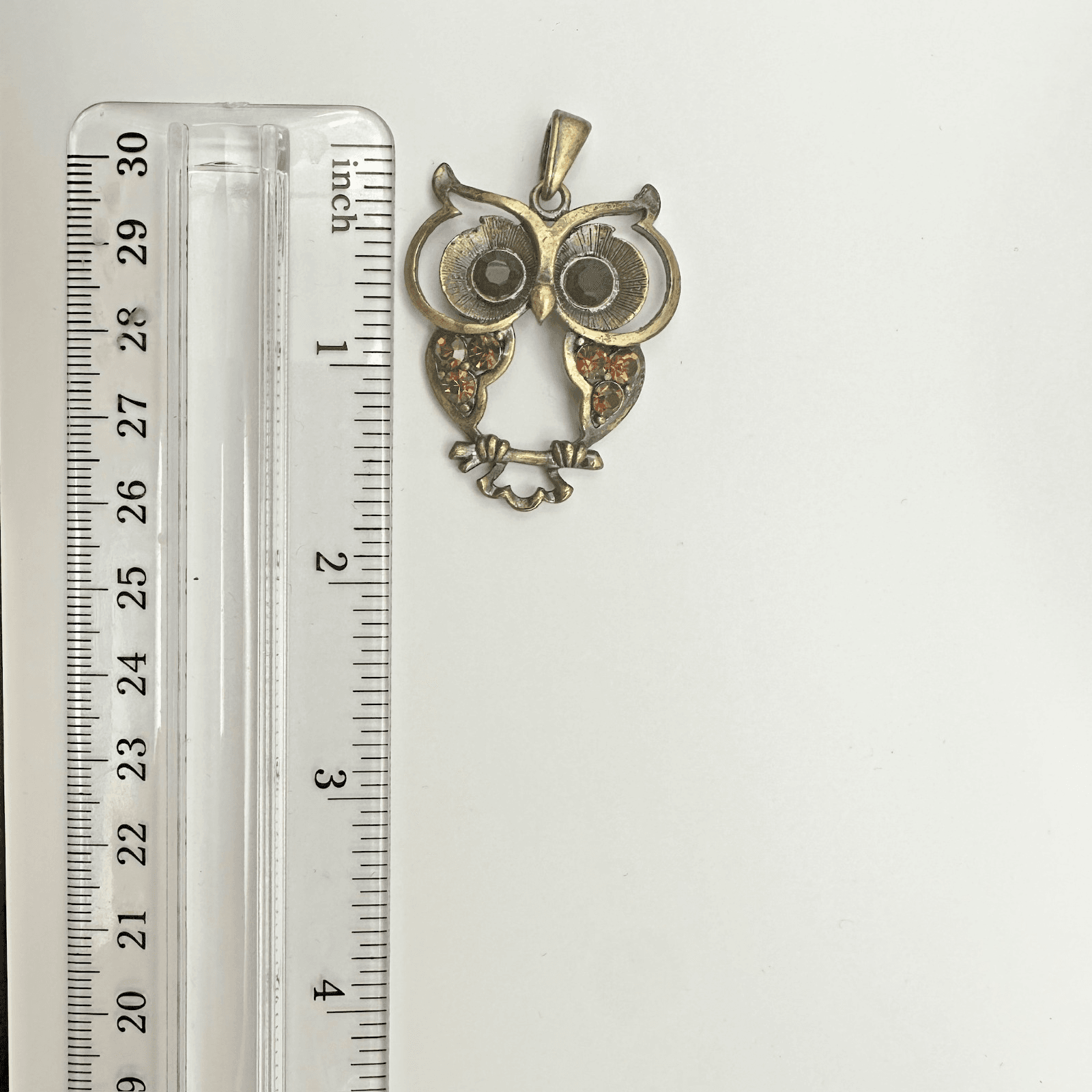 VTG Gold Tone Owl Pendant Charm Antique Rhinestone Women's Jewellery - Thumbnail 8