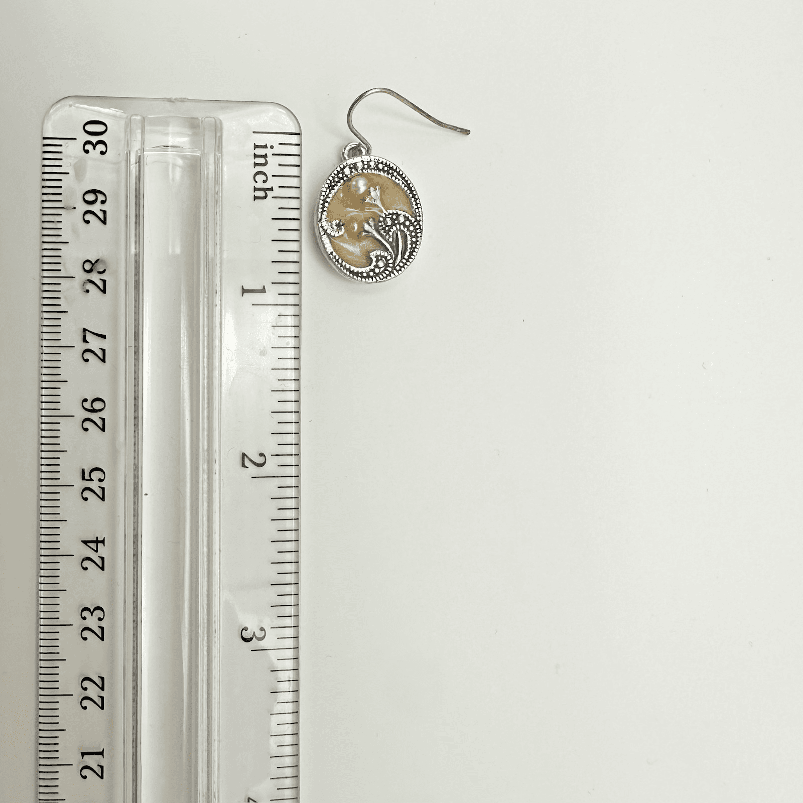 VTG Silver Tone Boho Dangle Earrings Faux Pearl Floral Hook Women's Jewellery - Thumbnail 9