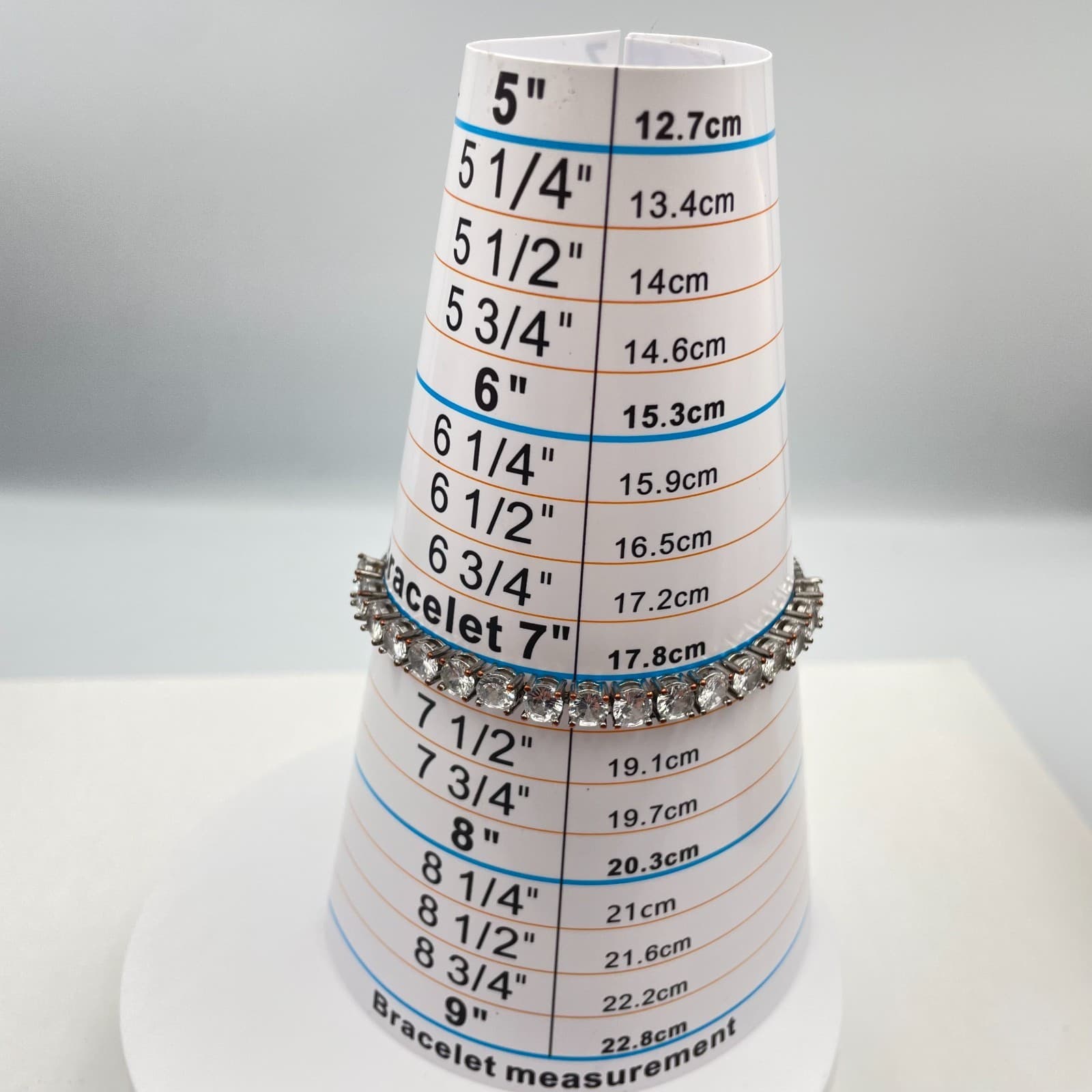 Vintage 90s Clear Rhinestone Tennis Bracelet Silver Tone Bolo Slider Chain - Thumbnail 10