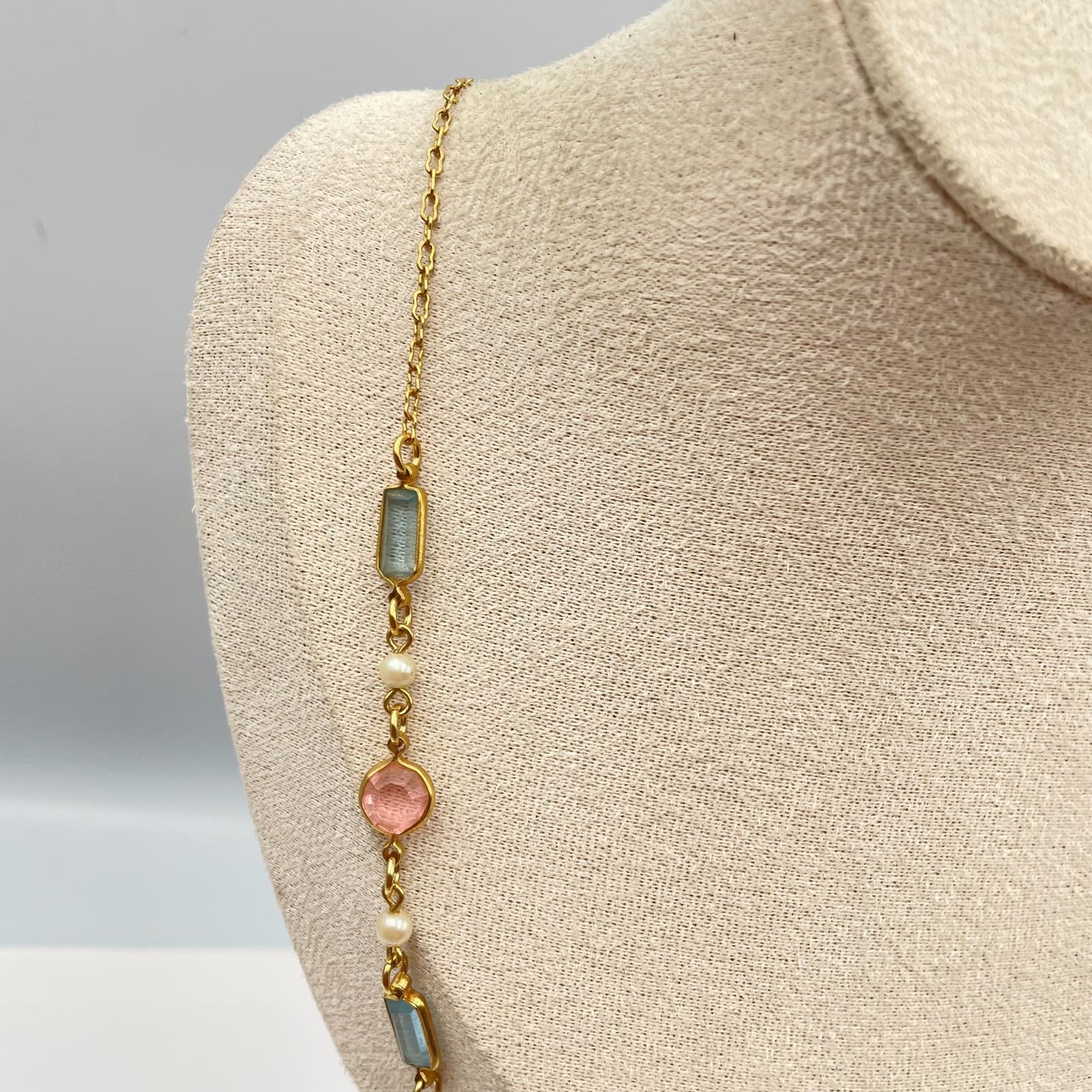 Vintage 90s Gold Tone Station Necklace Boho Retro Women's Classic Jewelry - Thumbnail 3