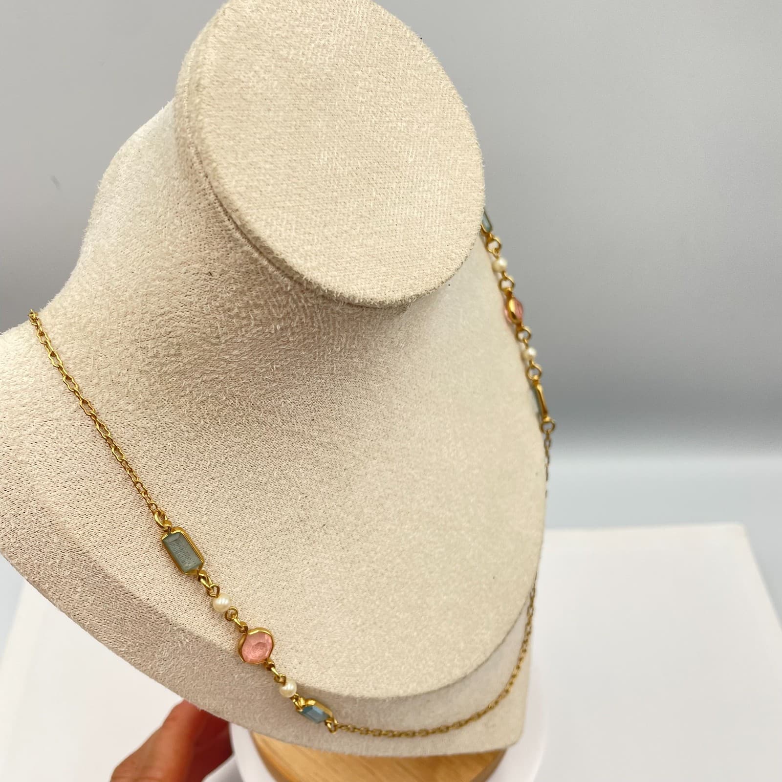 Vintage 90s Gold Tone Station Necklace Boho Retro Women's Classic Jewelry - Thumbnail 6