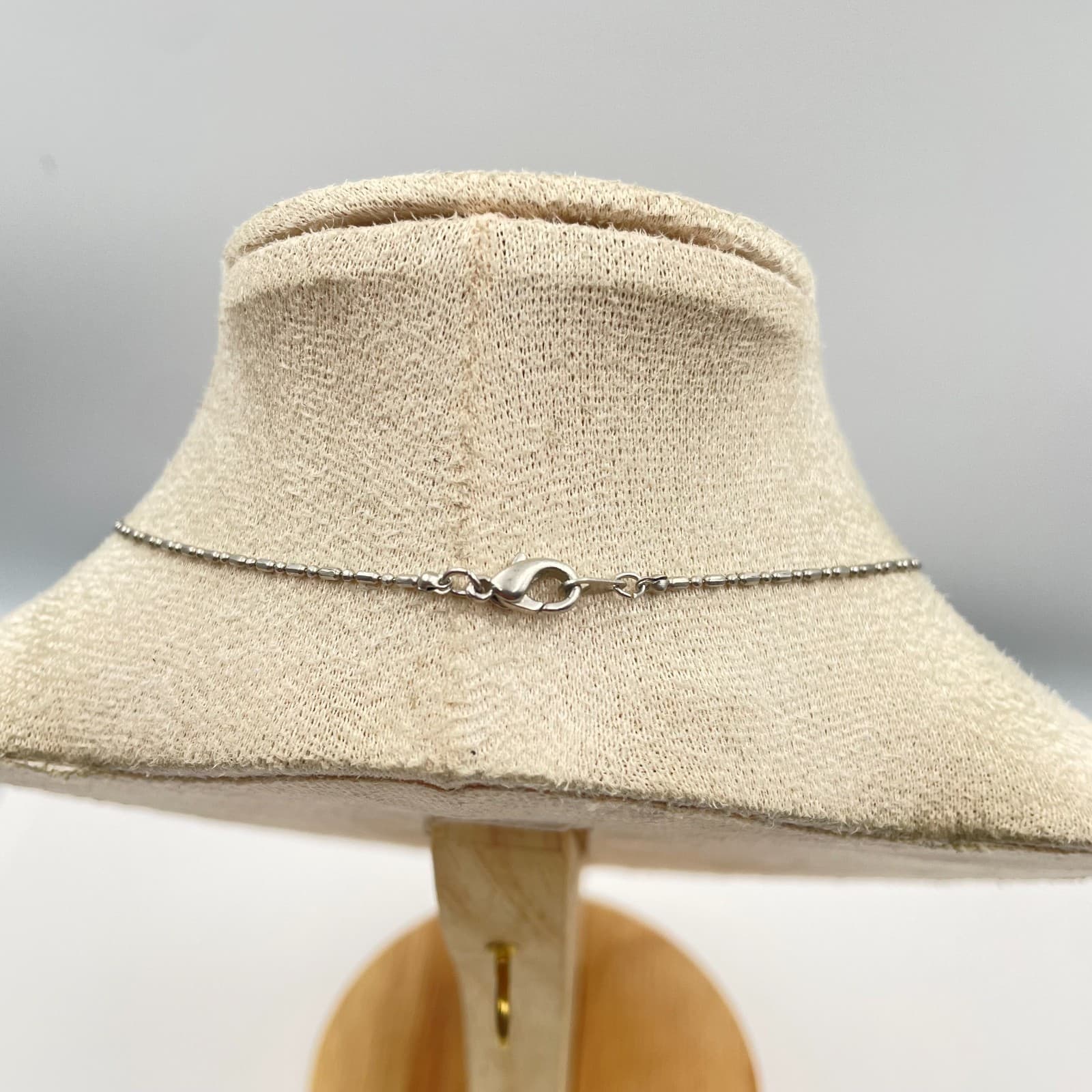 Vintage Natural Agatized Fossil Coral Oval Pendant Necklace Bar Bead Chain Gift - Thumbnail 7