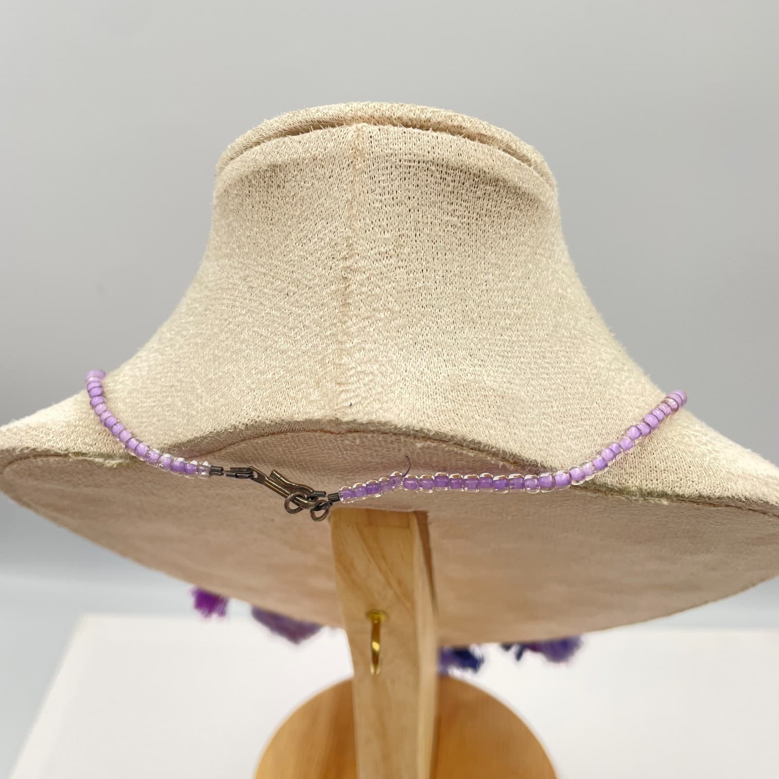 Vintage 90s Purple Beaded Tassel Necklace Boho Retro Women's Classic Jewelry - Thumbnail 6