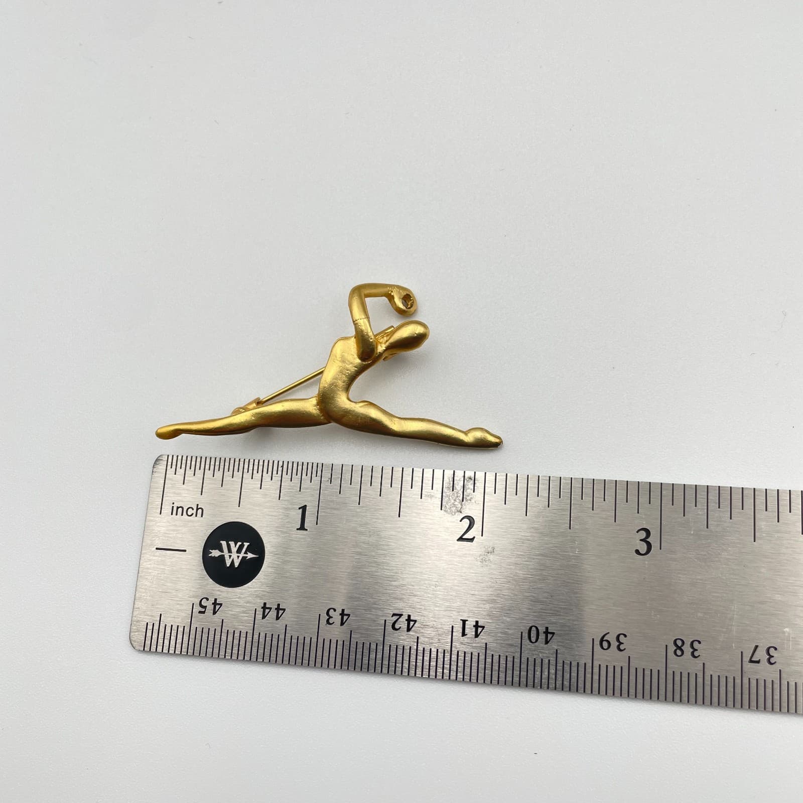 Vintage 90s Gold Tone Gymnast Ballerina Dance Brooch Pin Women's Classic Jewelry - Thumbnail 7