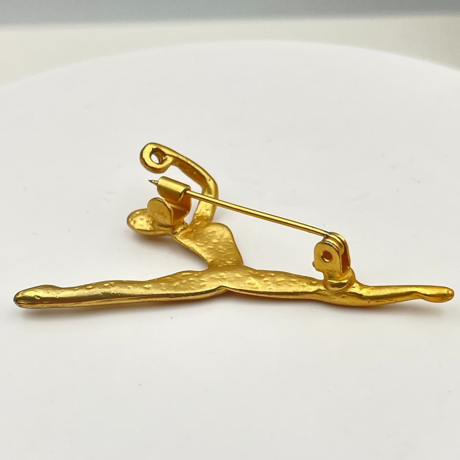 Vintage 90s Gold Tone Gymnast Ballerina Dance Brooch Pin Women's Classic Jewelry - Thumbnail 6