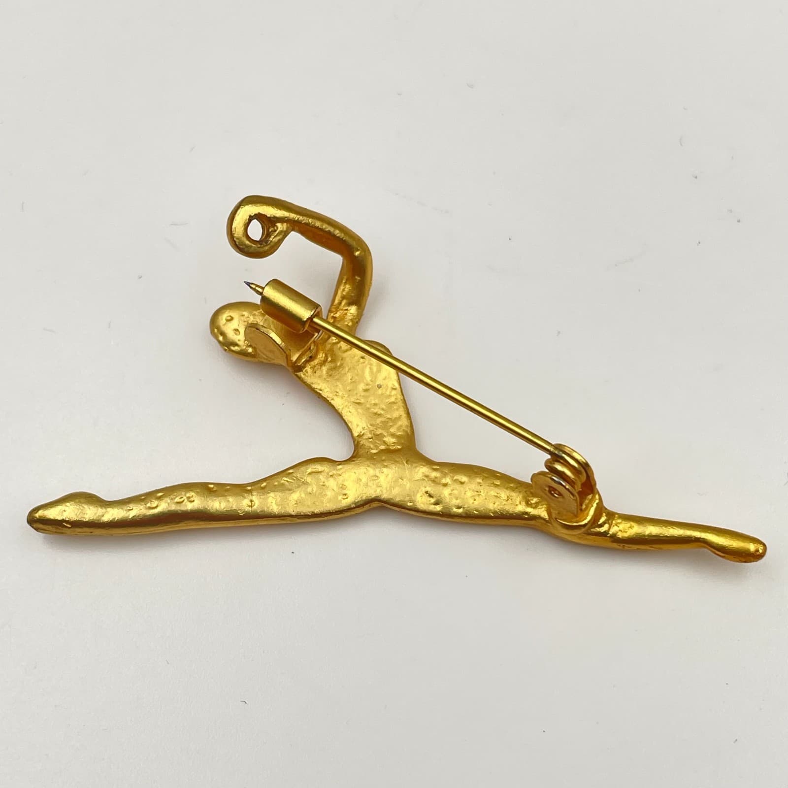 Vintage 90s Gold Tone Gymnast Ballerina Dance Brooch Pin Women's Classic Jewelry - Thumbnail 5