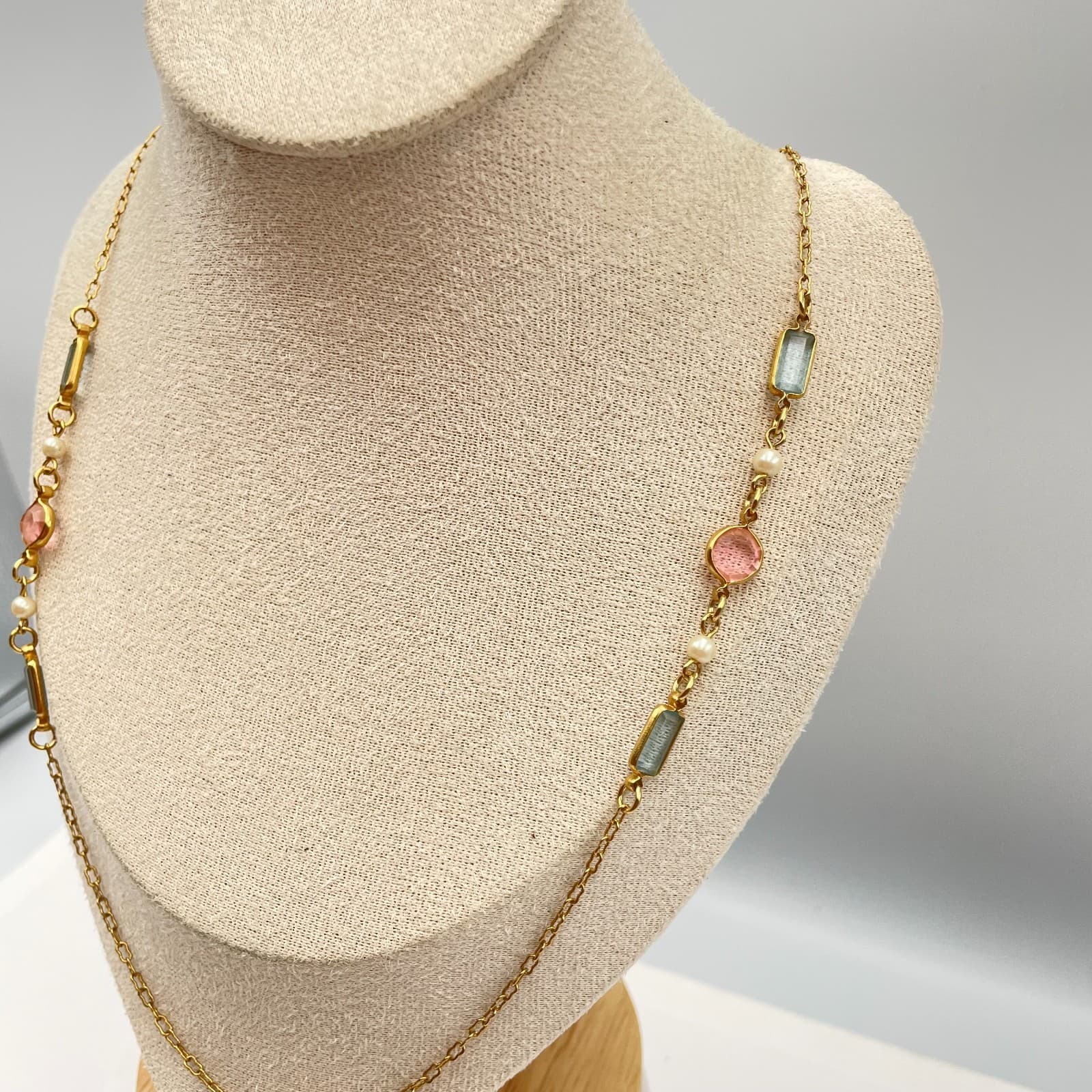 Vintage 90s Gold Tone Station Necklace Boho Retro Women's Classic Jewelry - Thumbnail 5