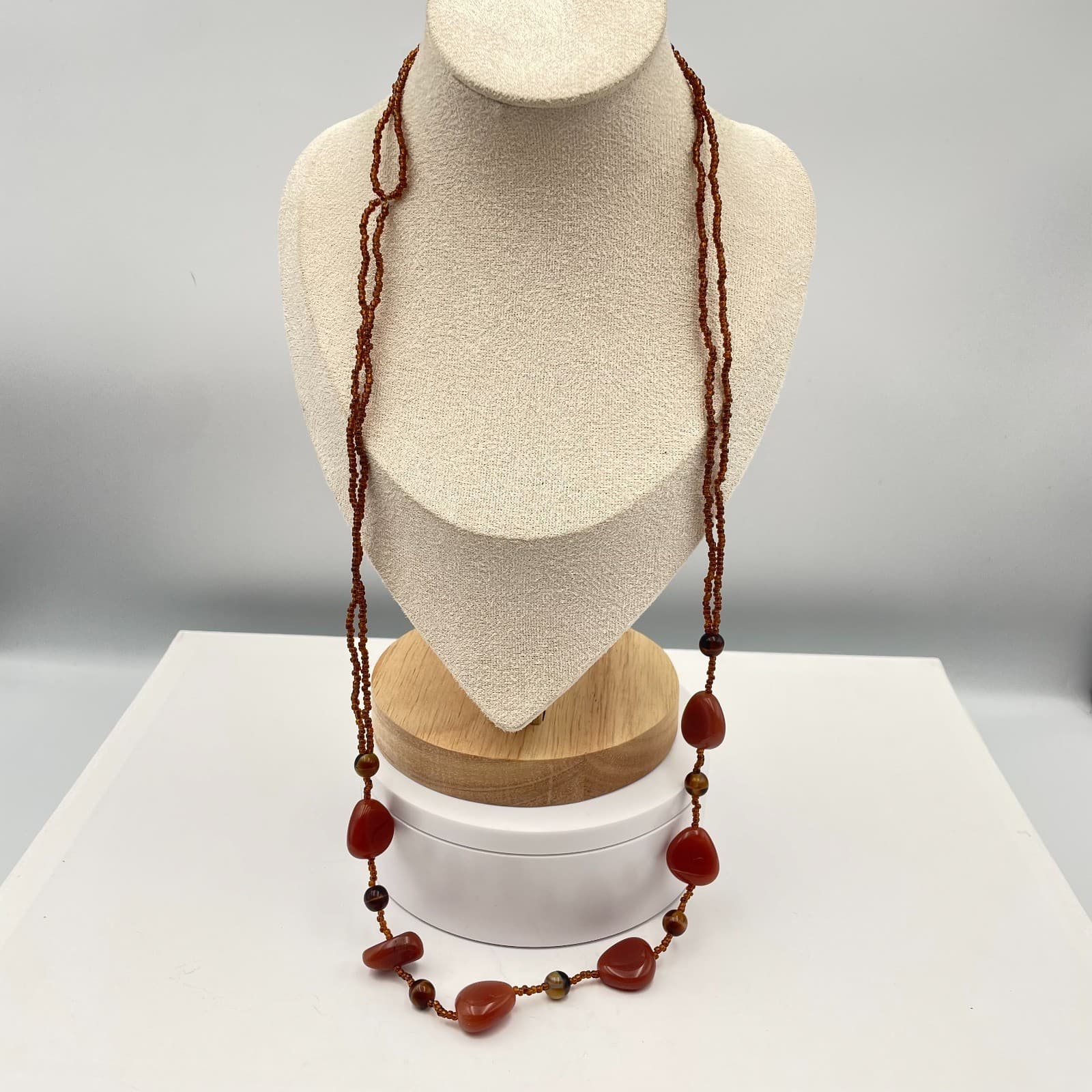 Vintage 90s Beaded Necklace Boho Retro Women's Classic Fashion Jewelry - Thumbnail 2