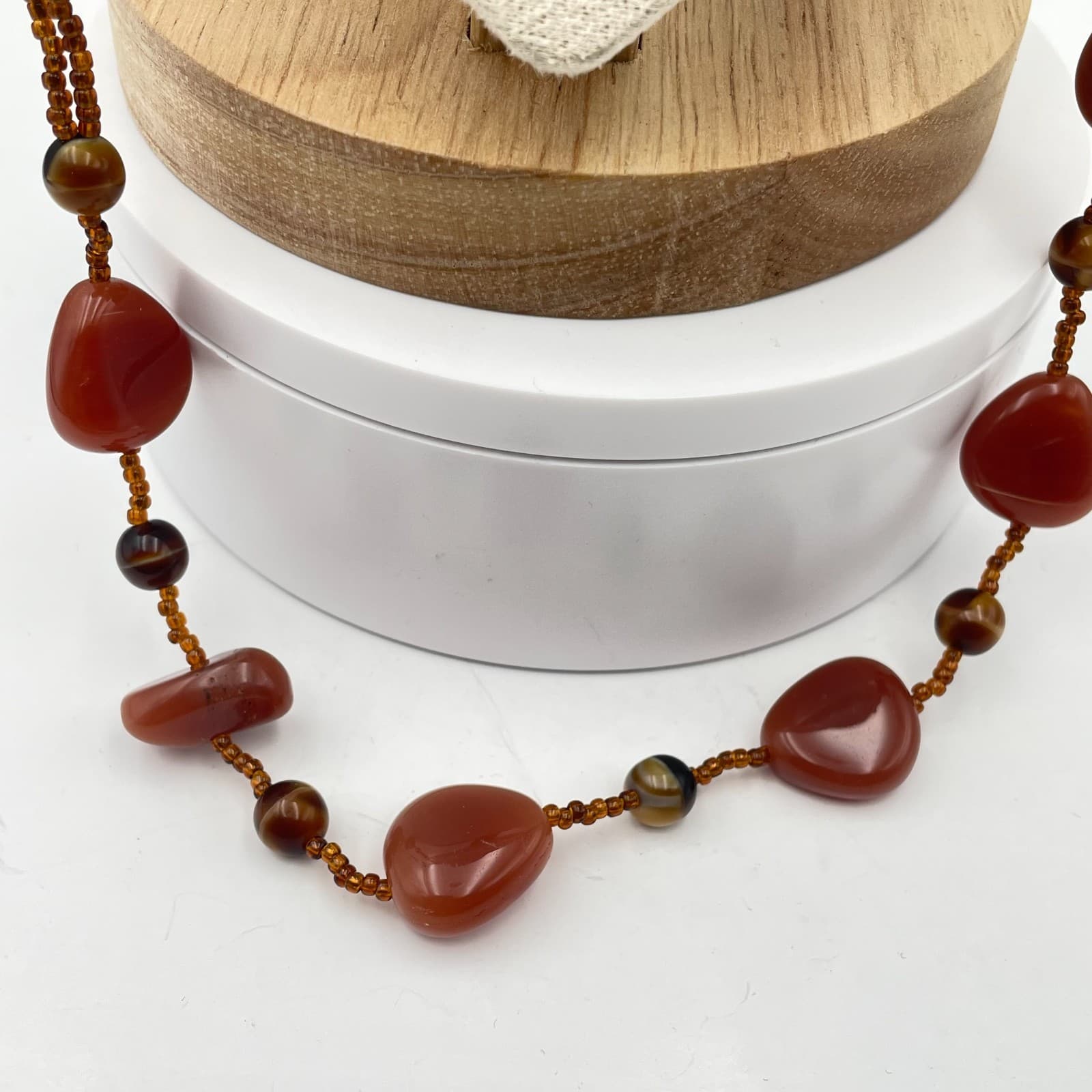 Vintage 90s Beaded Necklace Boho Retro Women's Classic Fashion Jewelry - Thumbnail 4